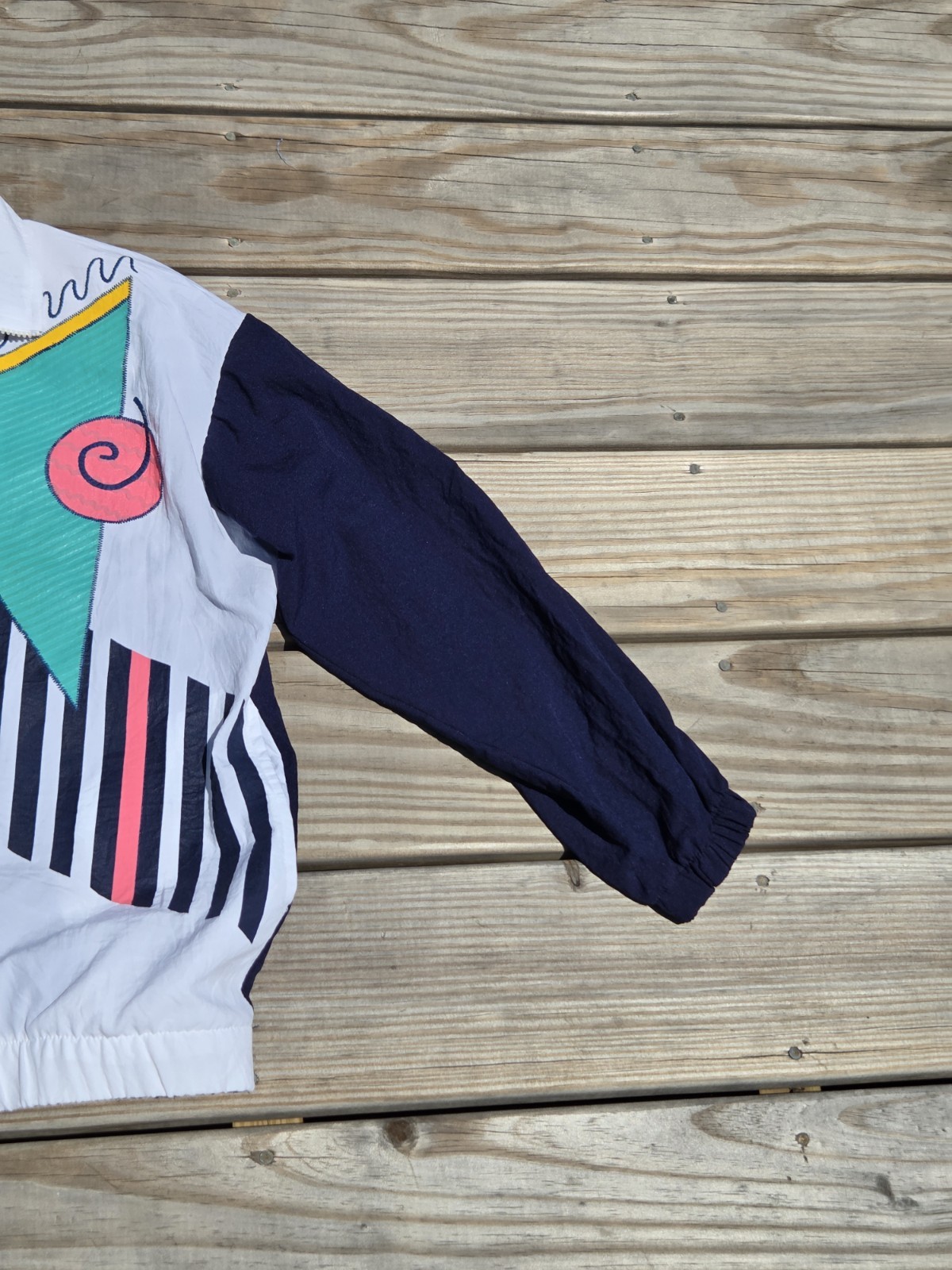Vintage 90s Teddi Sport Geometric Windbreaker Jacket Memphis Neon Abstract Sz M