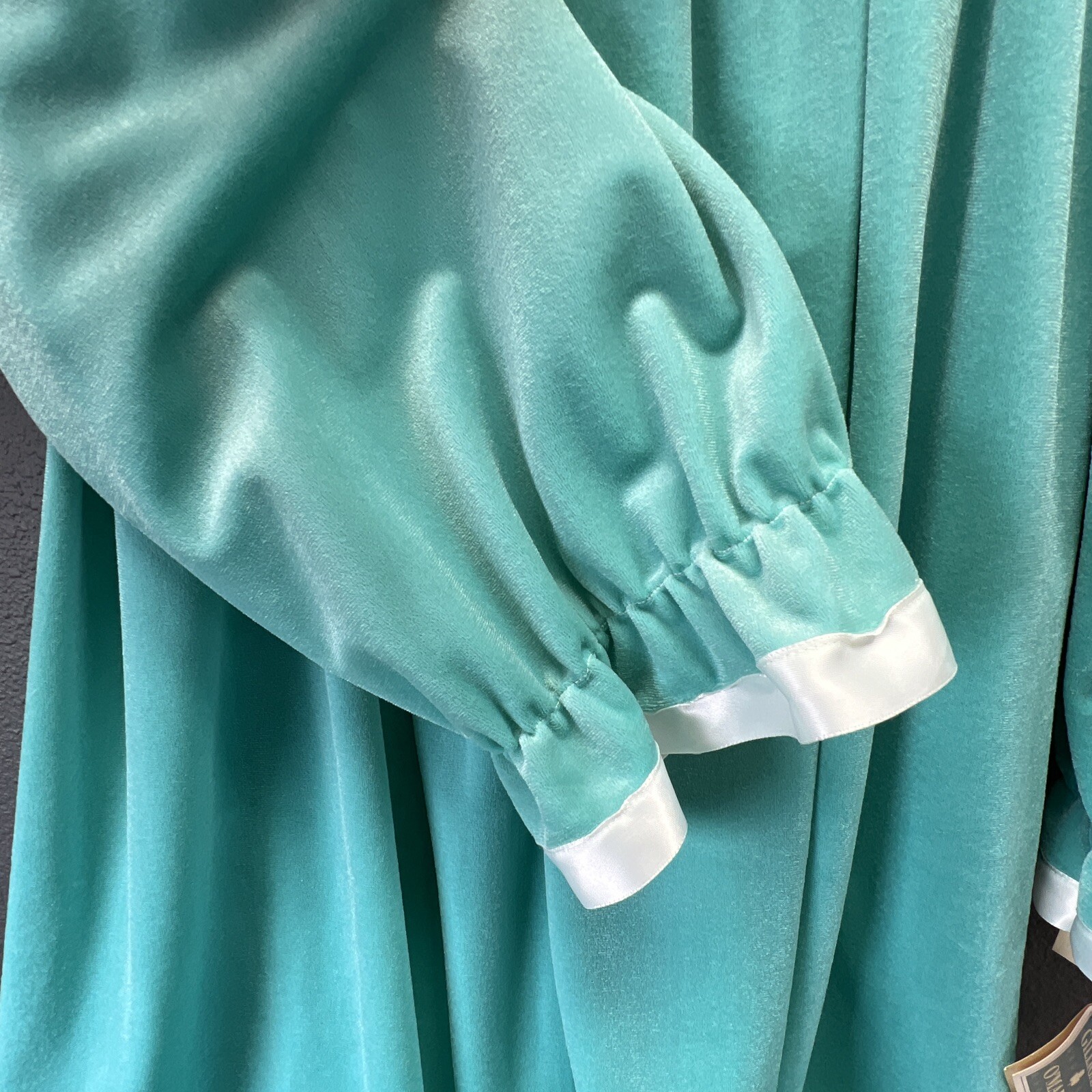 GILLIGAN OMALLEY Women’s L Vtg Prairie Cottage Core 1/2 Zip Turquoise Velvet
