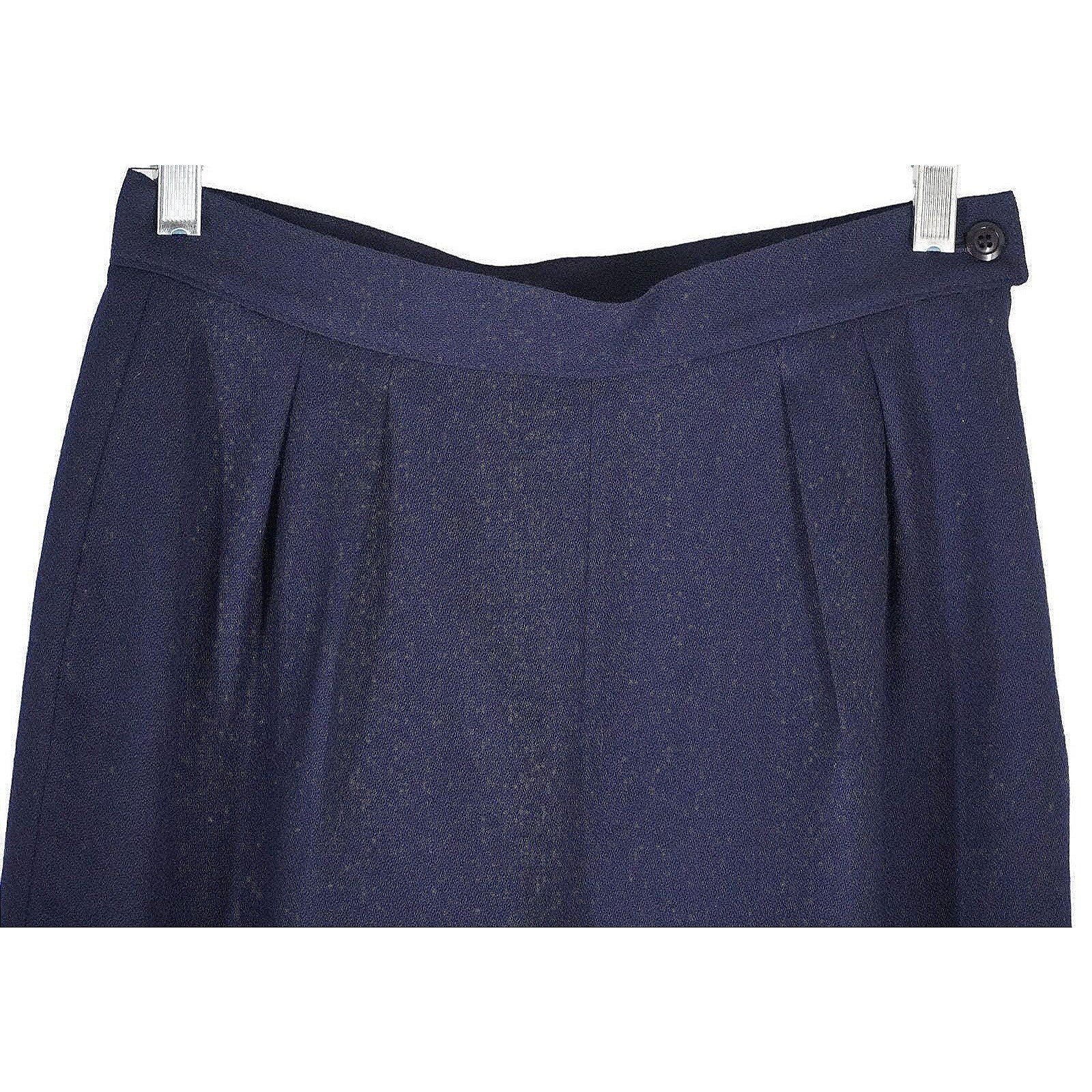 Pendleton Trousers Women Size 8 Navy Blue Pleated High Waist Wool Crepe Vintage