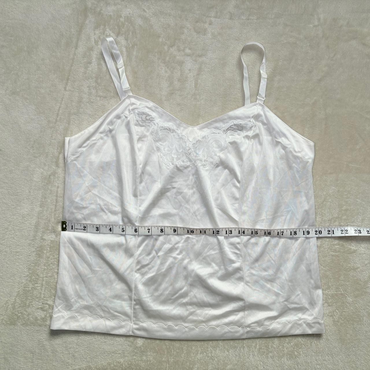 Vintage Lingerie by Vincent Slip Cami Top Size 42 White Lace Trim Nylon 70s 80s