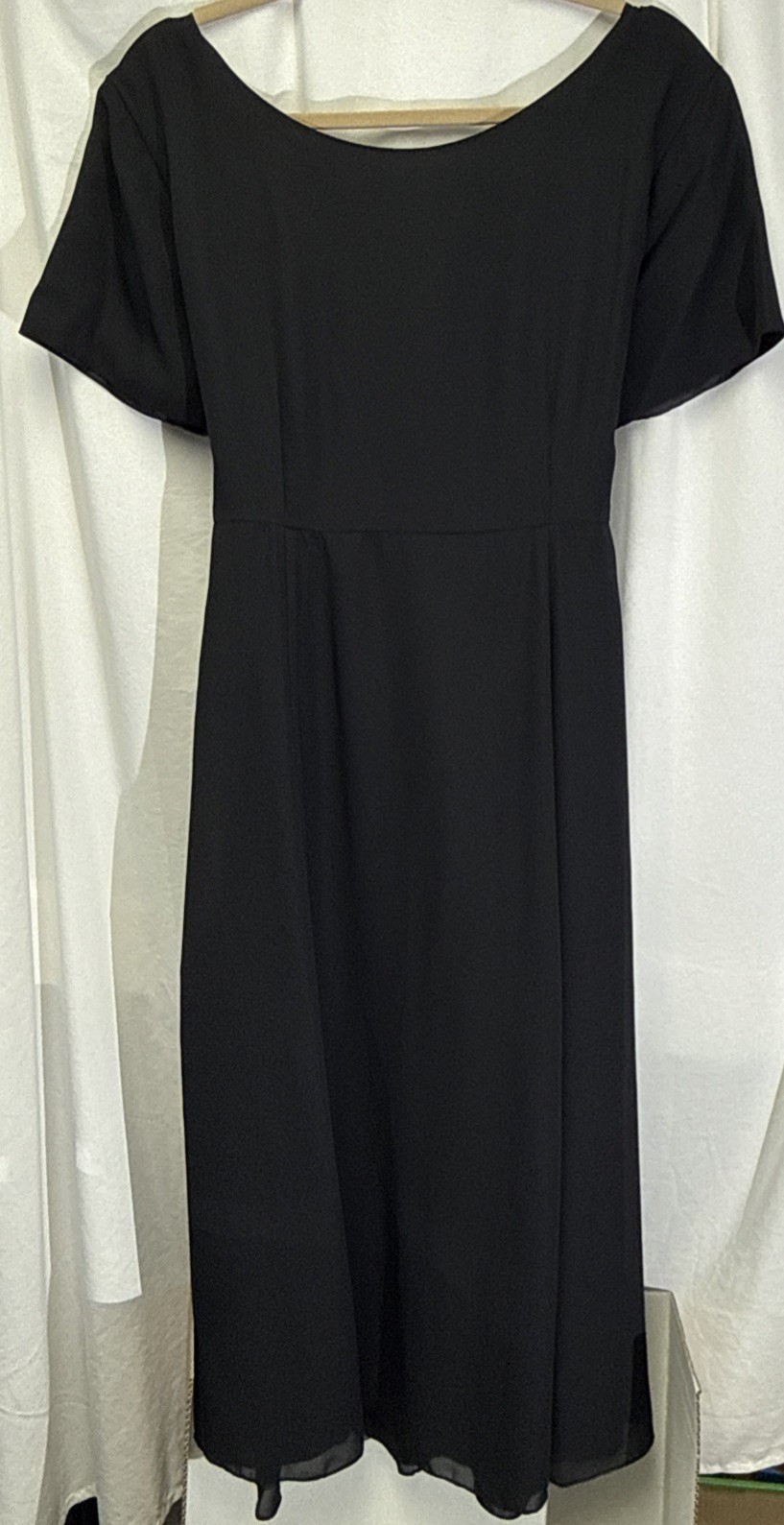 VTG Stephanie Andrews Button Back Prairie Midi Dress 16 Whimsigoth Satin Tie