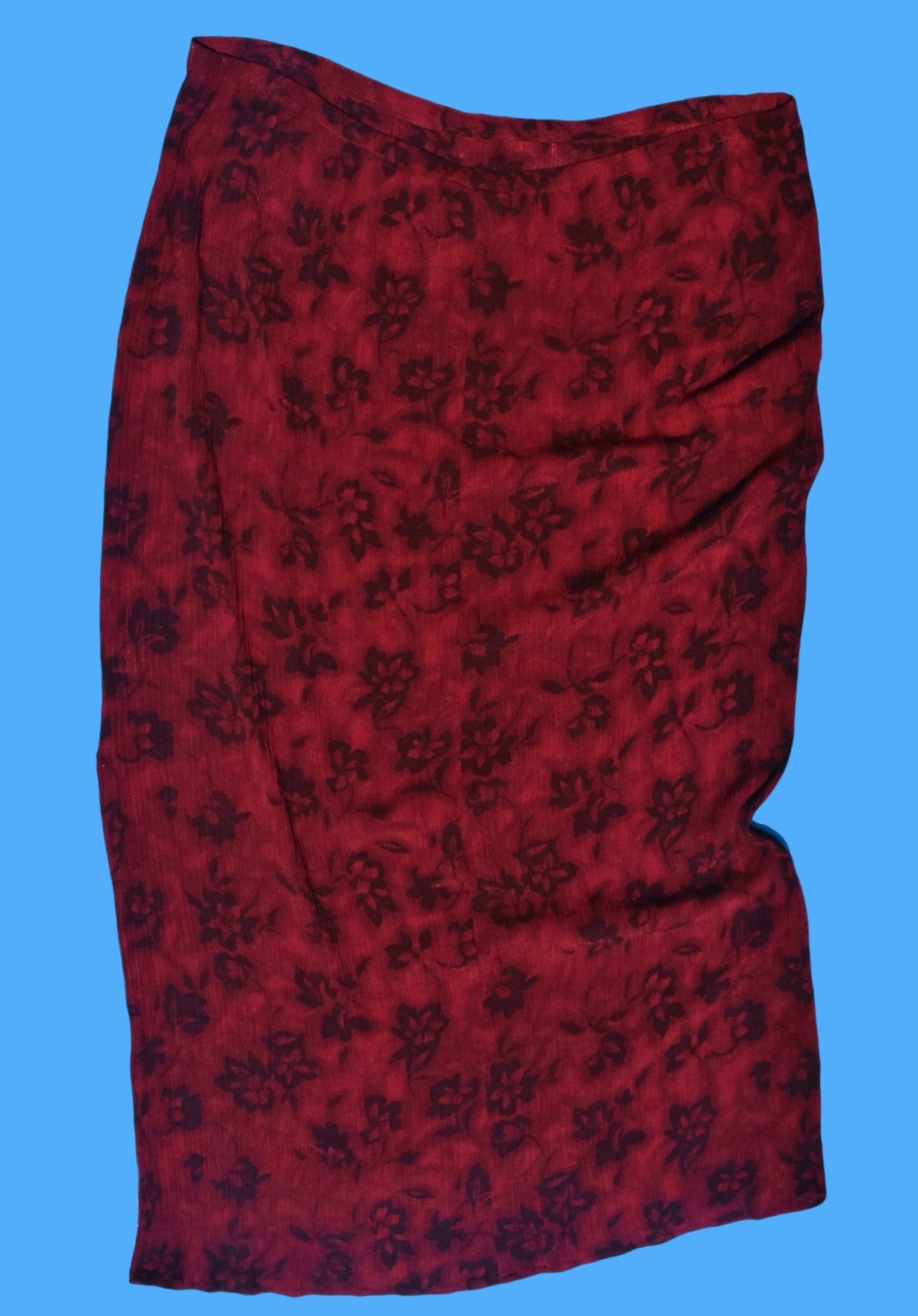 Vintage Late 90s Early 2000s Red Floral Midi Skirt