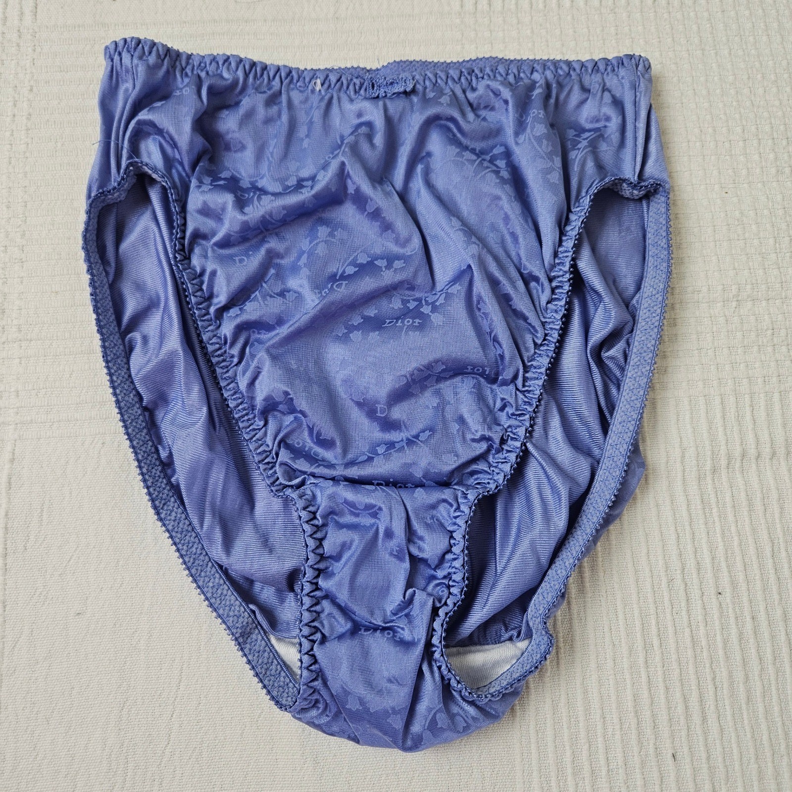 Vintage 90s Christian Dior Satin Panties Sz S Periwinkle Blue High Leg NWOT?