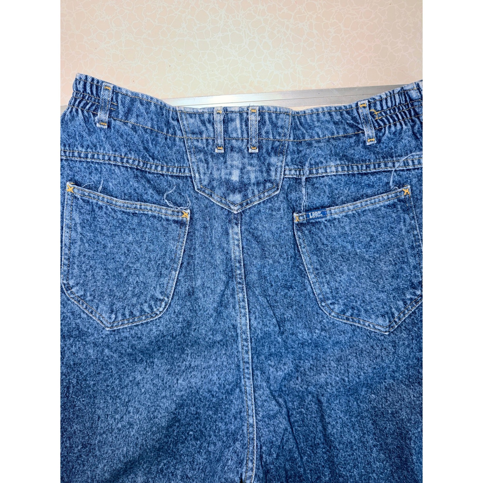 Vintage 90s Acid Wash Pleated Tapered Leg Jeans Blue Denim Plus Size 24W M USA