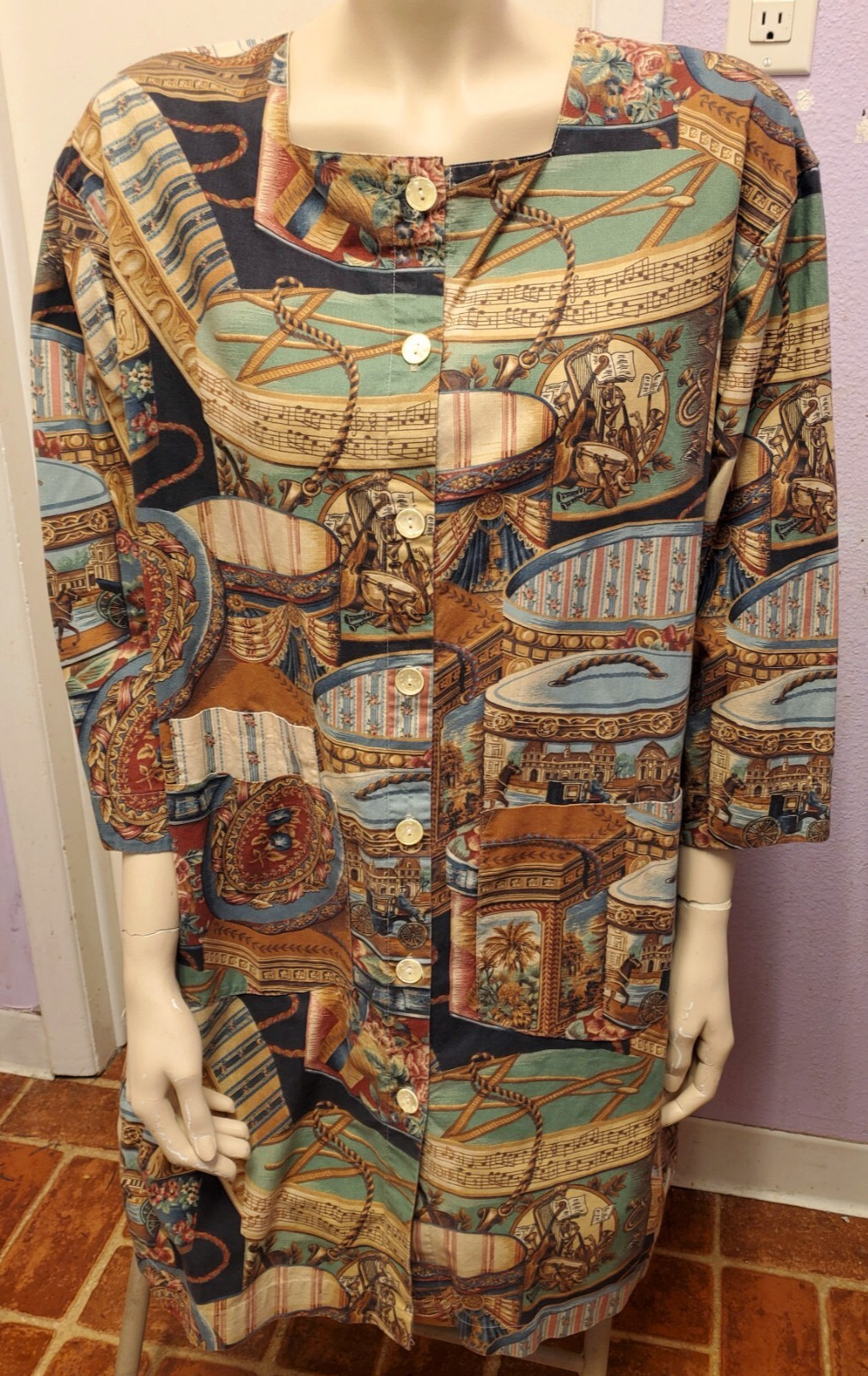 Vtg 1980s/1990s GIANNA ROSE Duster ARTISTS Gardening SMOCK Jacket One Size EUC