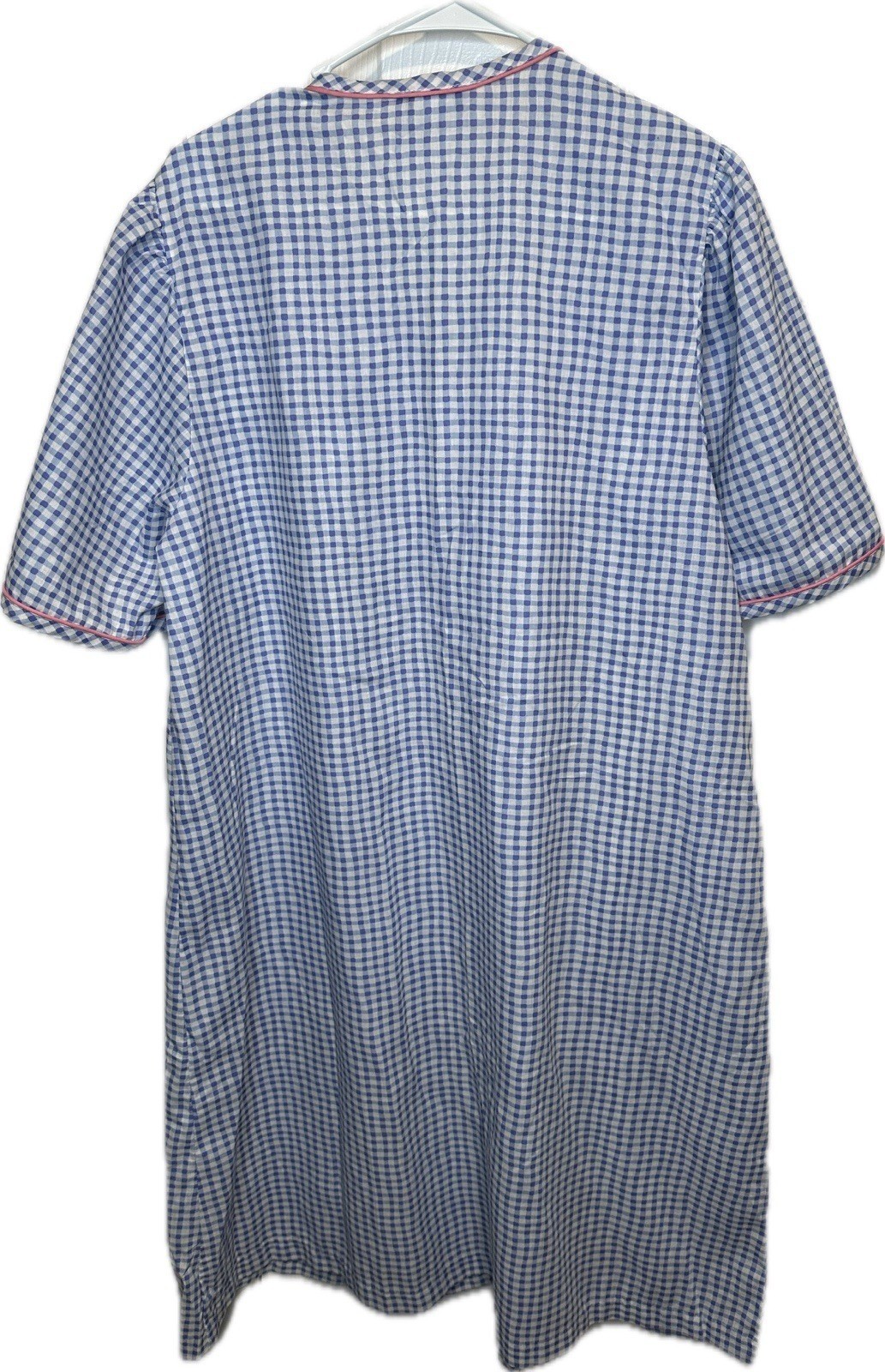 Vintage Crowntuft Housecoat Robe Dress Plaid Blue Full Zip Floral L Cottagecore