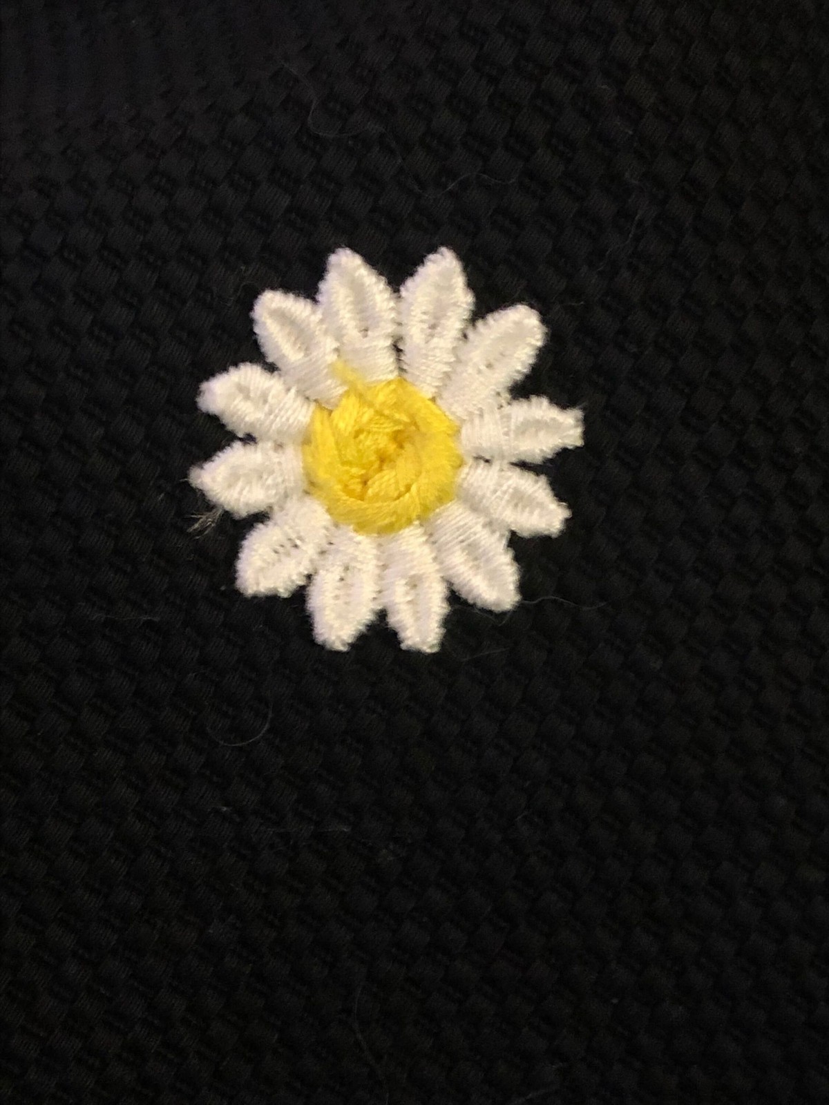 1990s-Y2K LAUNDRY by SHELLI SEGAL Waffle Knit Floral Daisy Appliqué Dress. XS-S