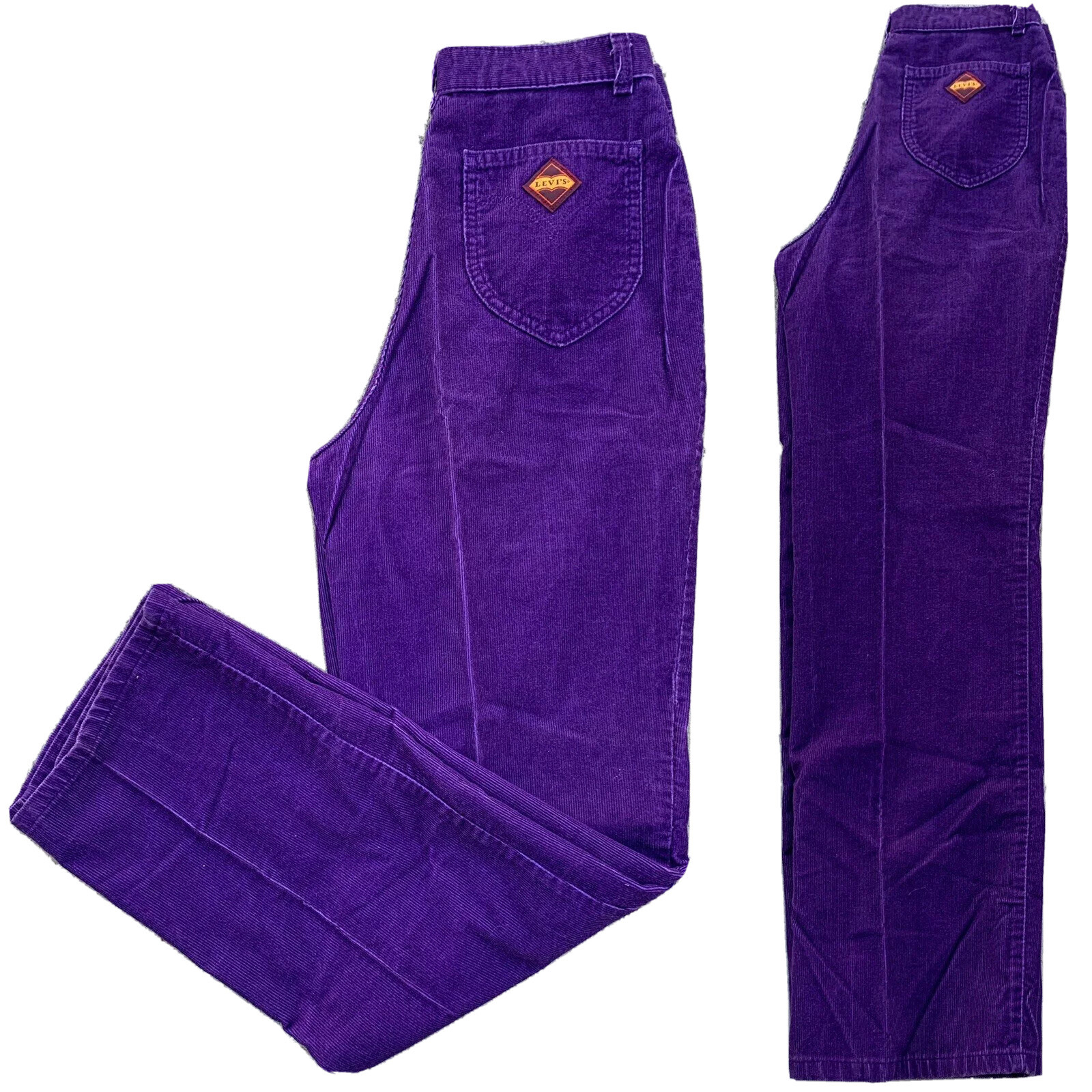 Vintage Purple LEVIS Corduroy Pants Wide Leg Sz 16 30 Waist Scovill Zipper 70s