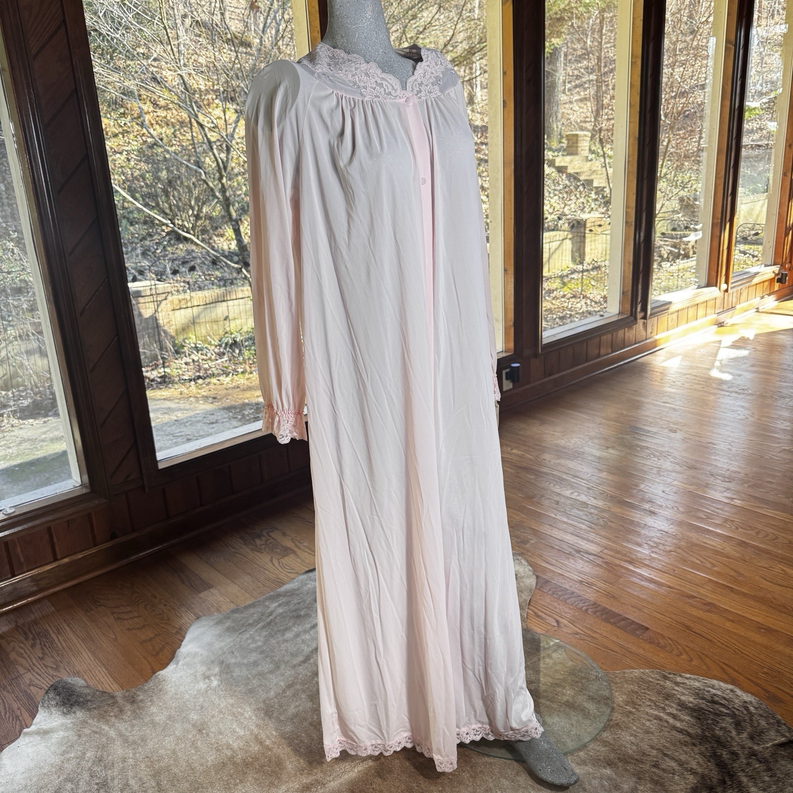 Vintage 1960’s Shadowline Pink Lace Trim Nightgown Robe X-Large New With Tag NWT