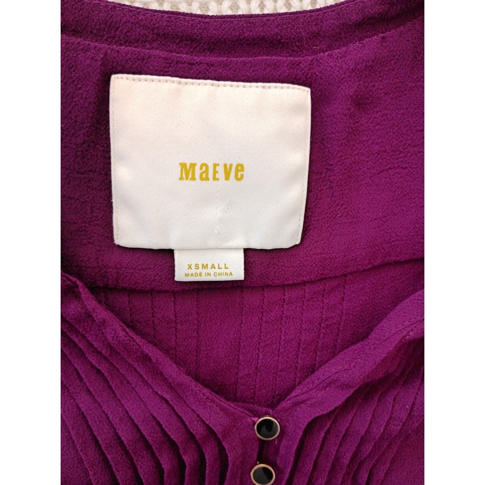 Maeve Anthropologie Coquette Pintuck Mini Dress Magenta Purple V-Neck XS Chic