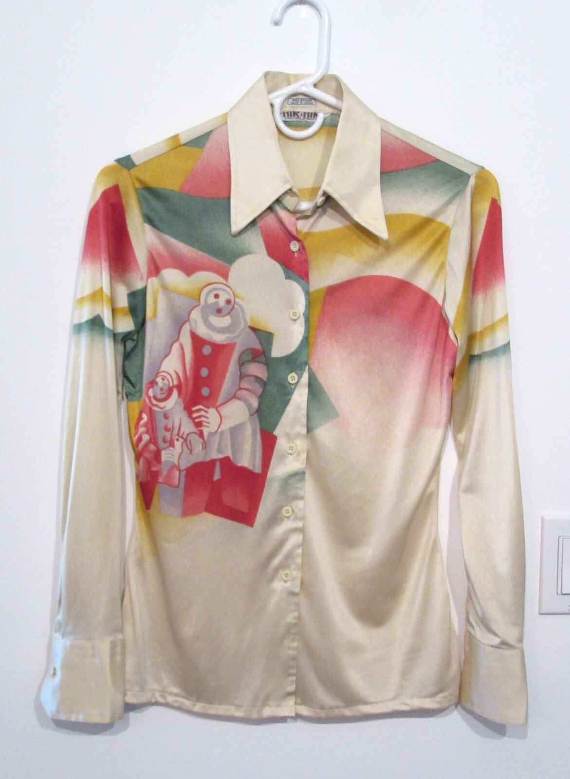 1970S VINTAGE SHIRT WOMENS NIK NIK 7/8 NYLON PIERROT SCHLEMMER BAUHAUS DC021