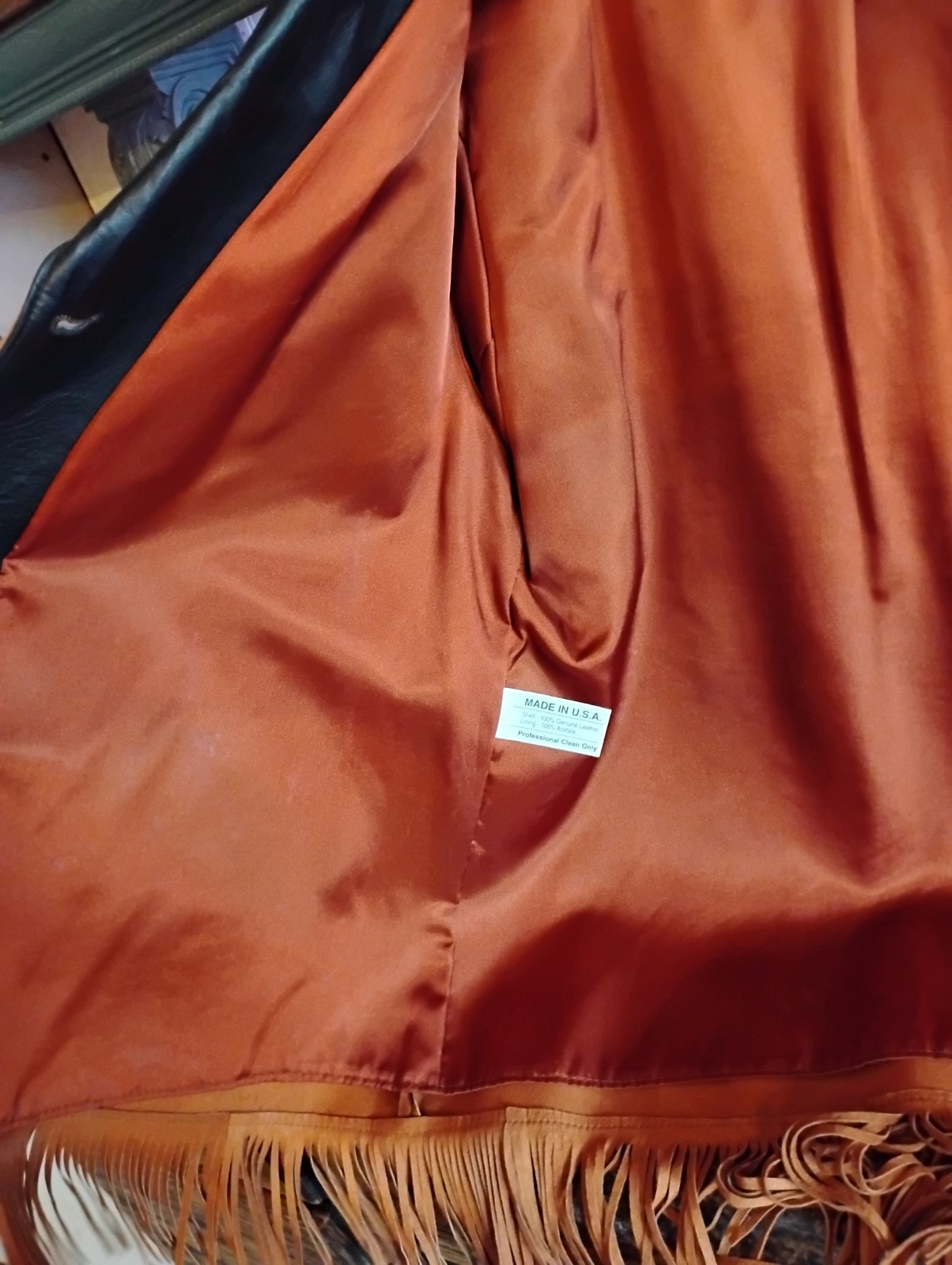 Lariat Leather Coat Fringed Beaded Southwest Suede Made in USA Sz X-largeVintage
