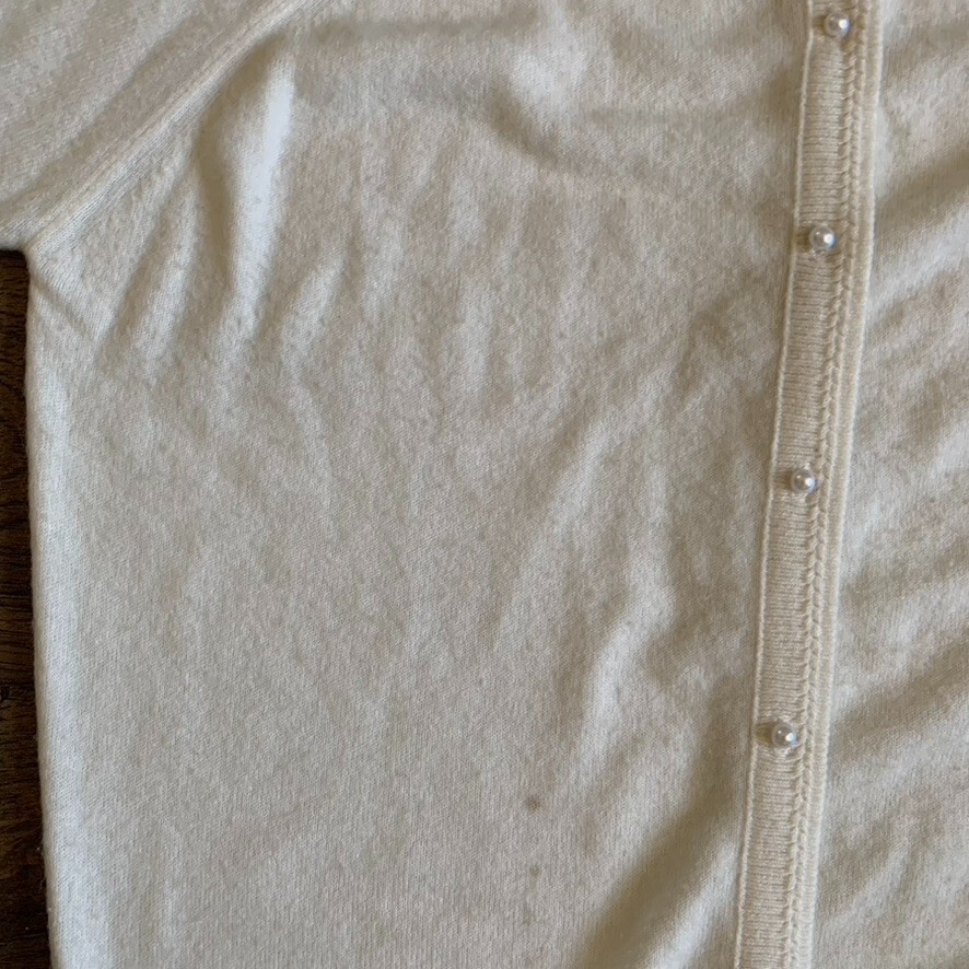 VTG Cardigan Womens Designers Originals XL Long Sleeve White Sweater Made In USA