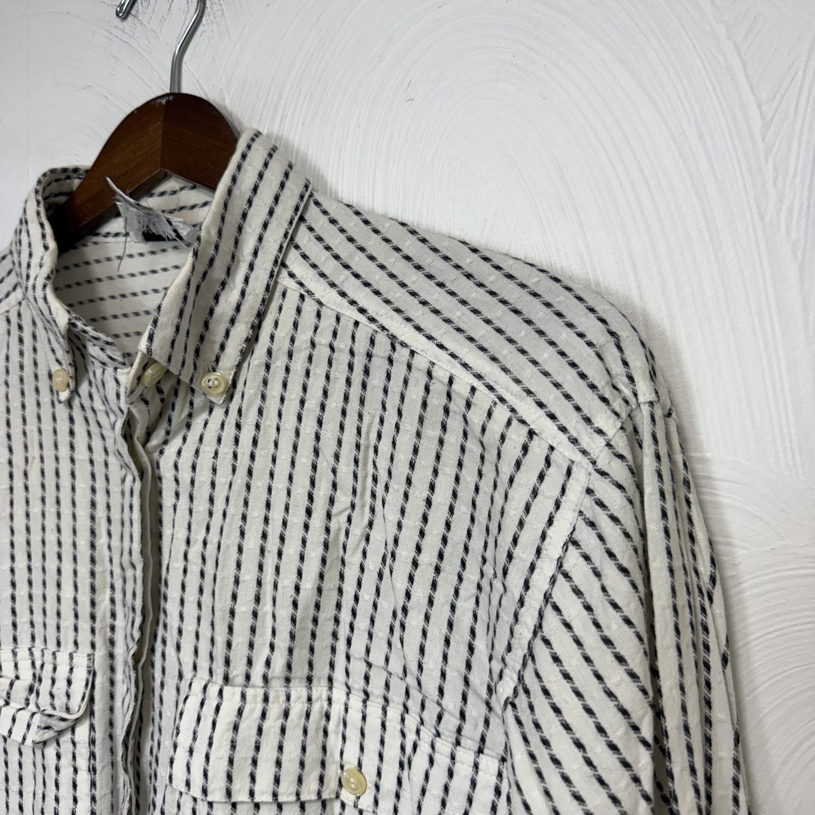Vintage Theo Women’s Striped 100% Cotton Button Down Long Sleeve Shirt Size 6