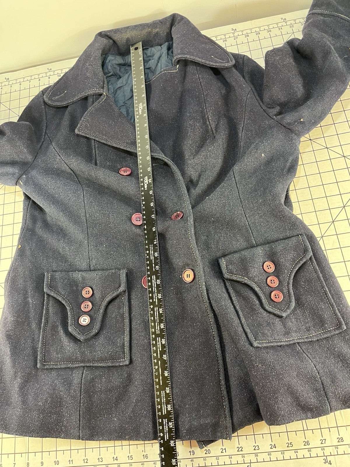Vintage 60s 70s Wool Pea Over Coat Hippy Mod Disco Dance Hollywood Atomic Retro
