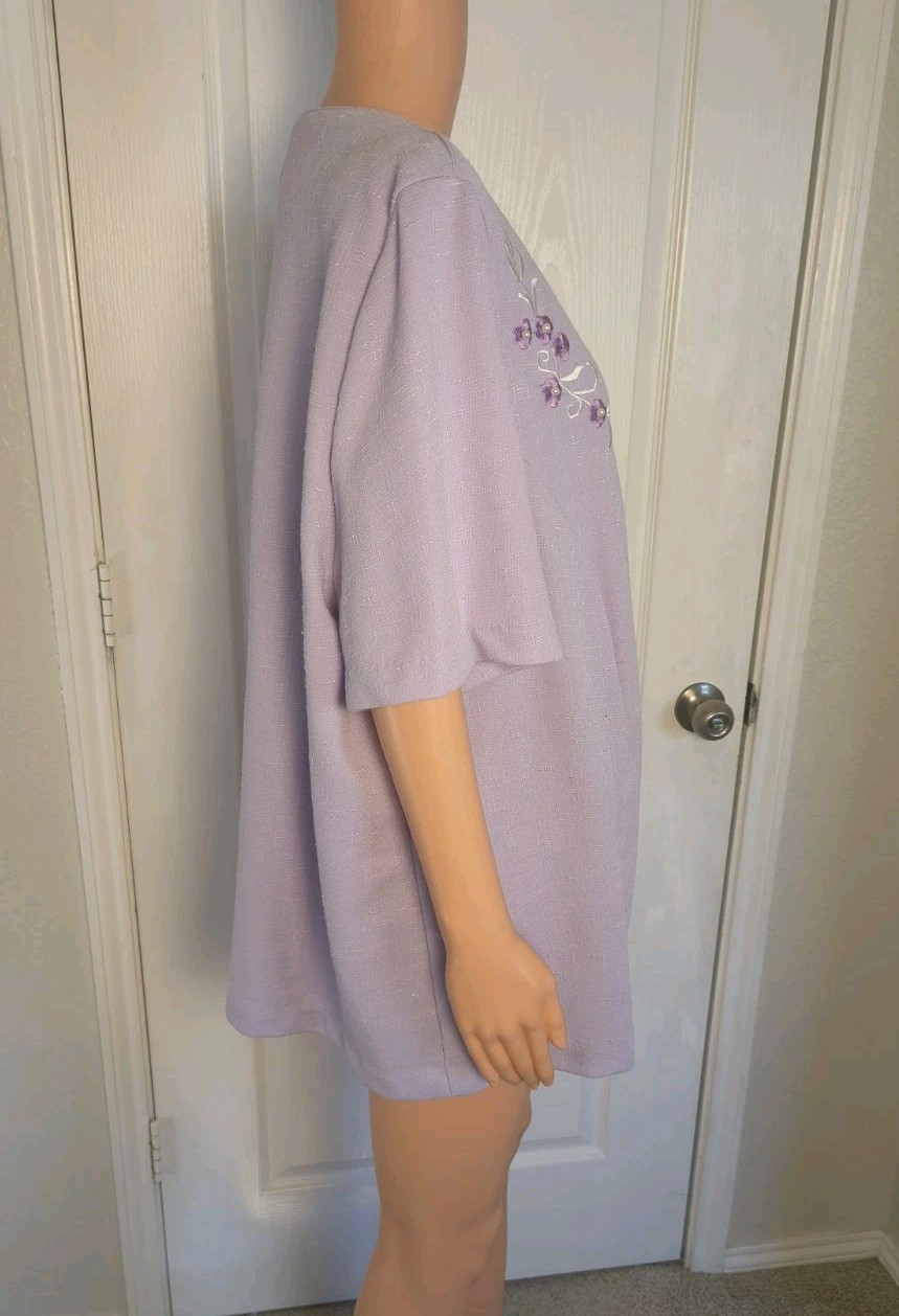 Vintage Lavender Embroidery Top Cottagecore Fairycore Grandmacore Size 22WP -P32