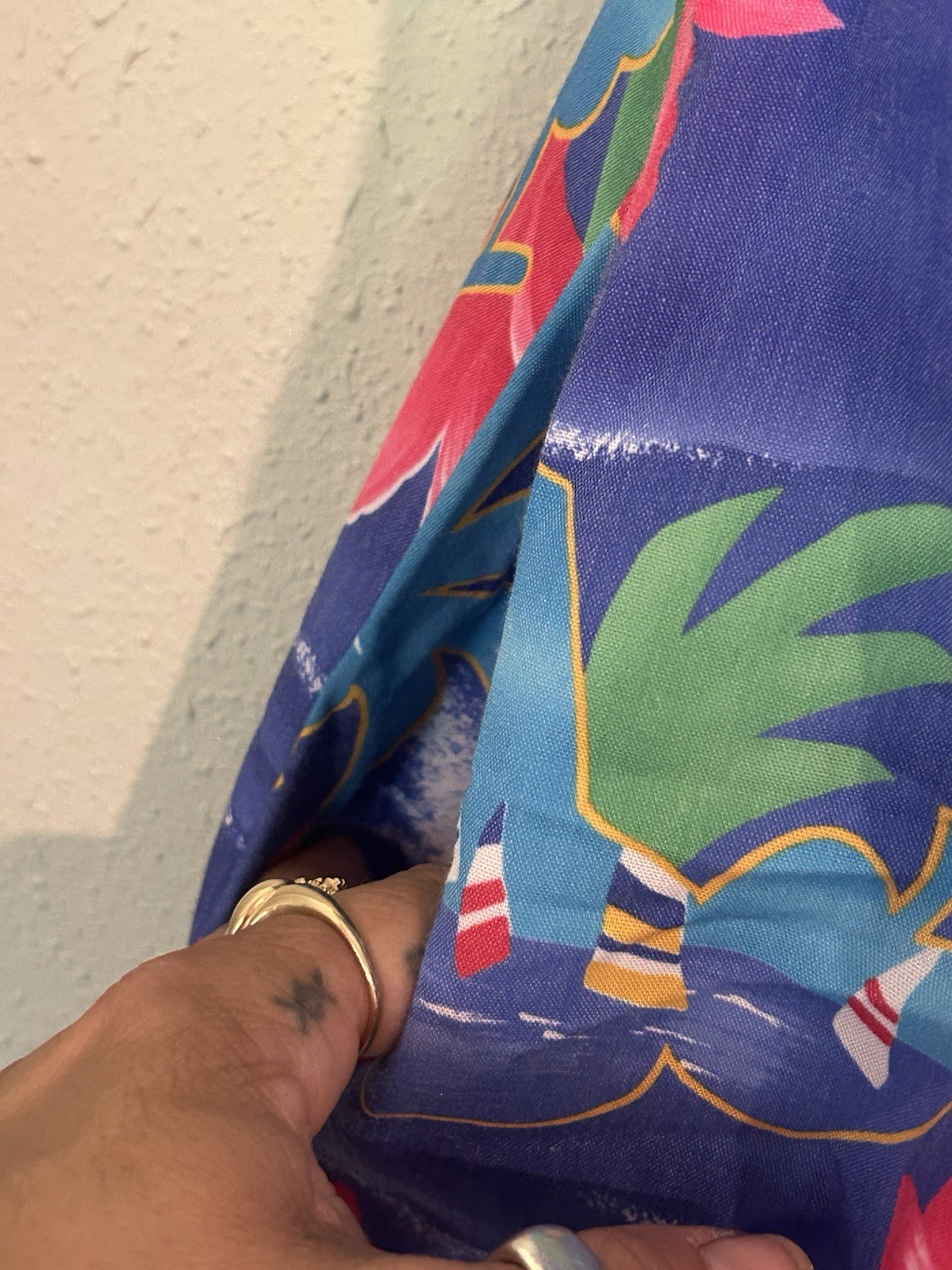 Vintage Island Fever Hawaii Maxi Mumu Dress Vibrant Blue Tropical Floral M 1984