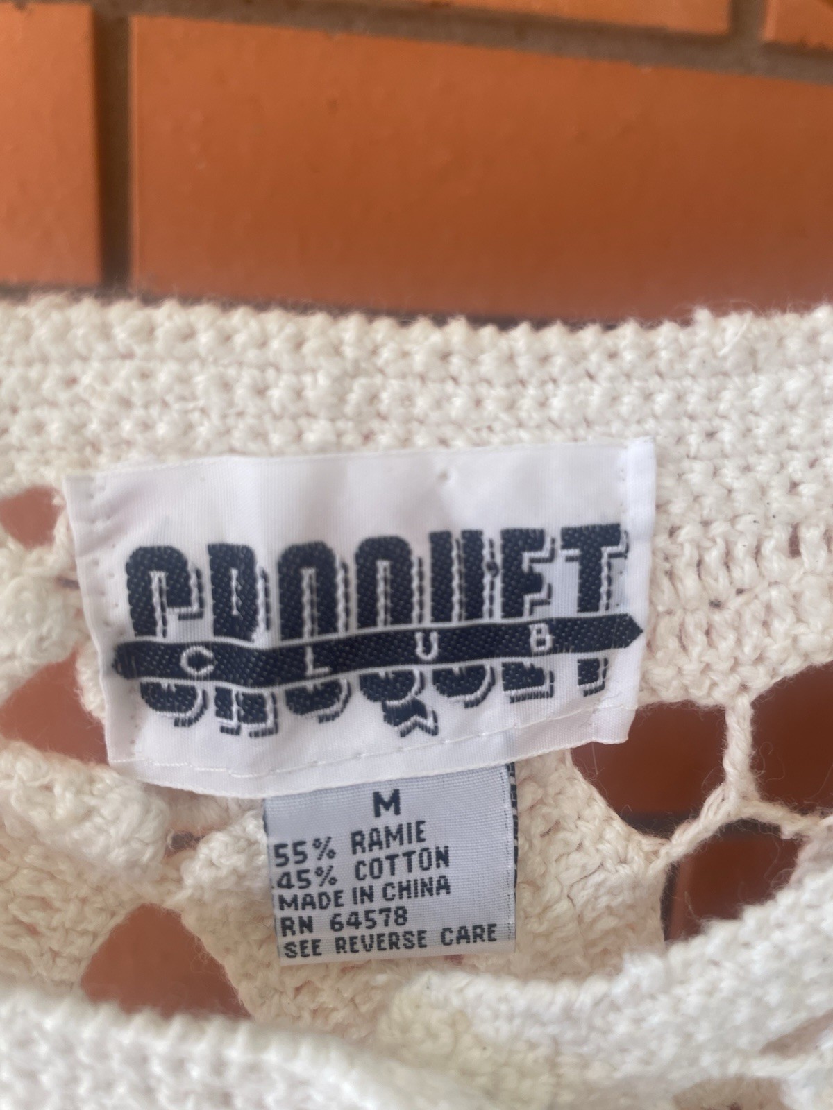 VTG. CROQUET CLUB Women’s Ivory Crocheted Cardigan Sweater Cottagecore Size M