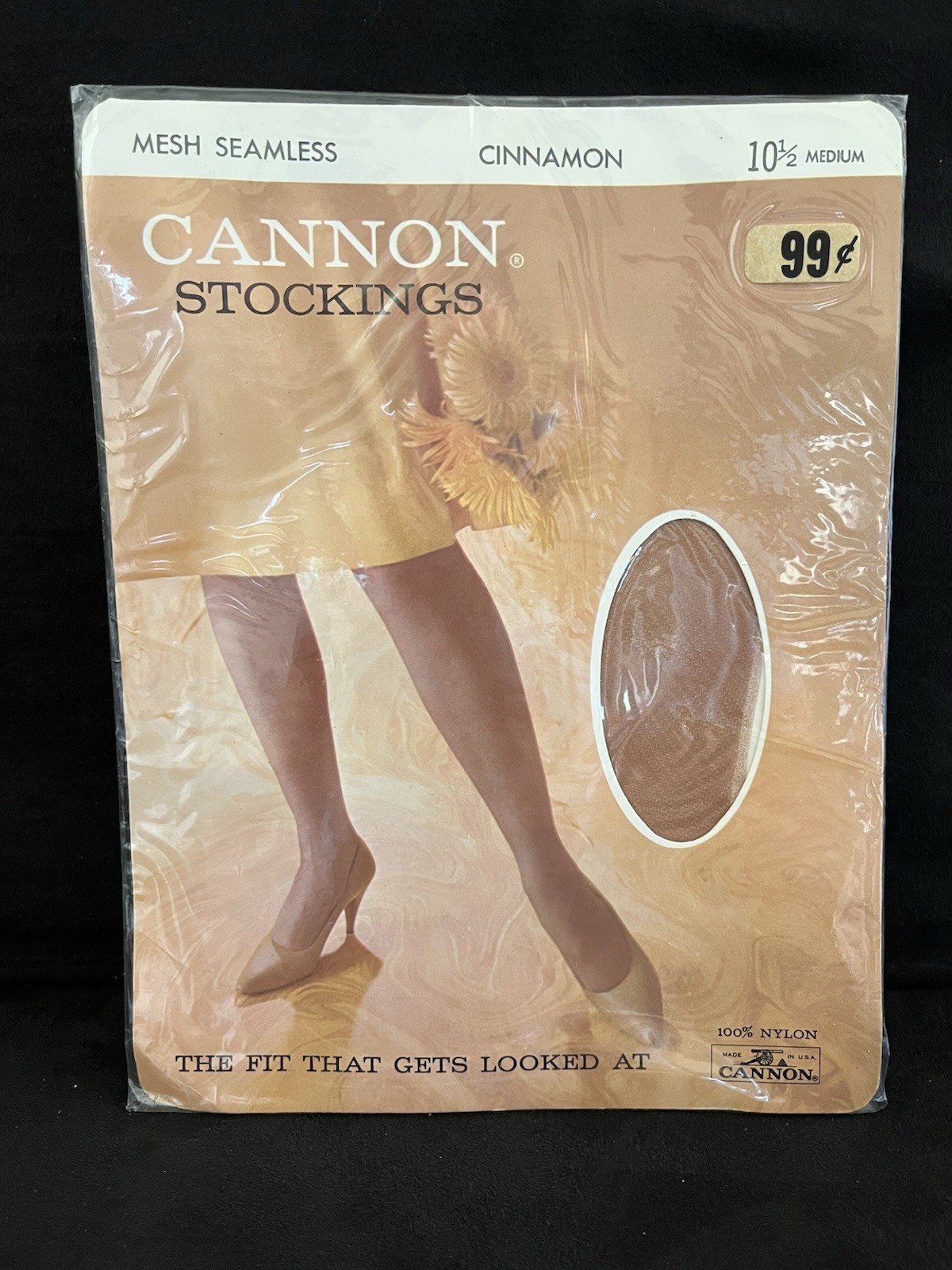 Vintage Cannon Nylon Mesh Stockings CINNAMON Size 10 1/2 Medium