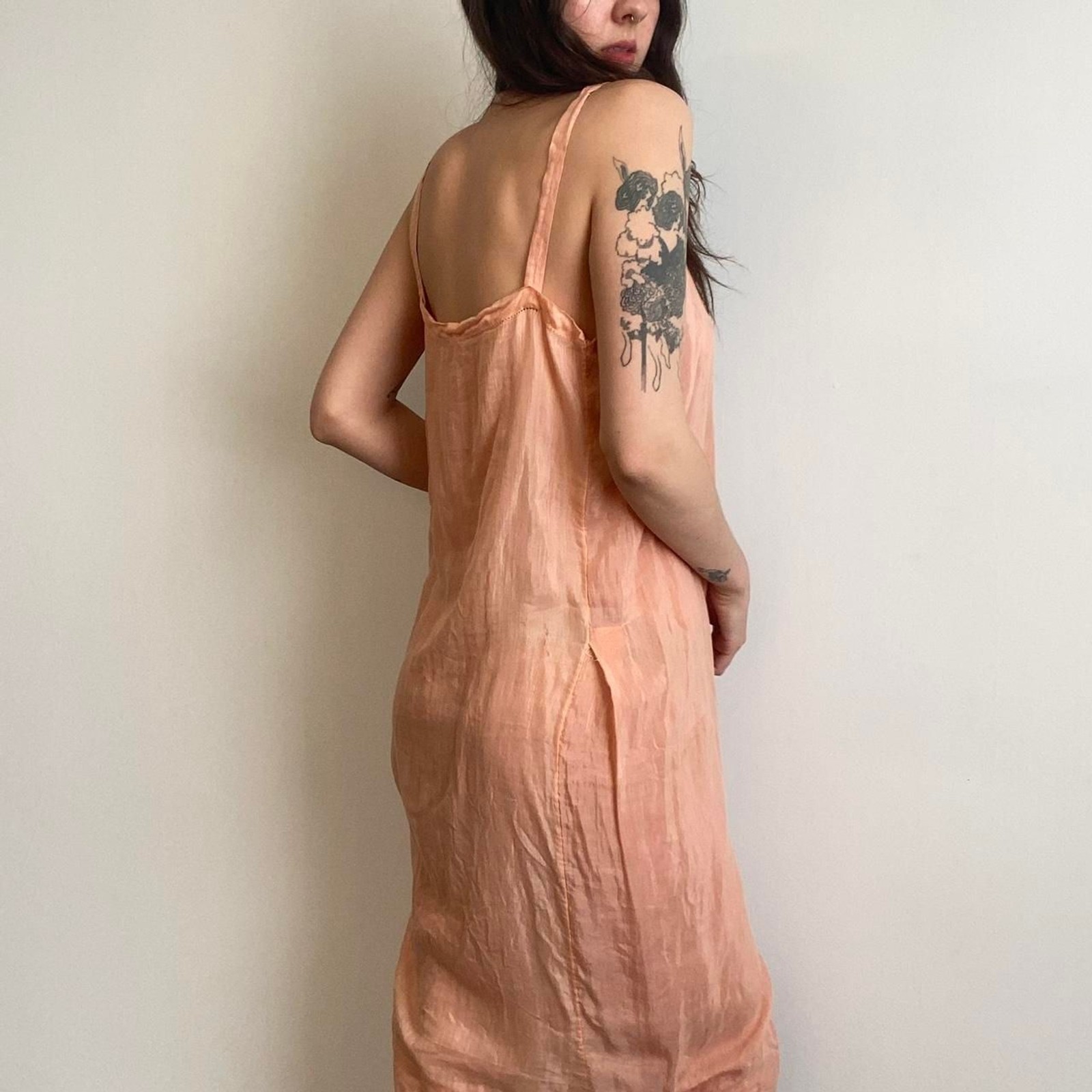 1910s/1920s cotton peach slip dress (20in ptp)