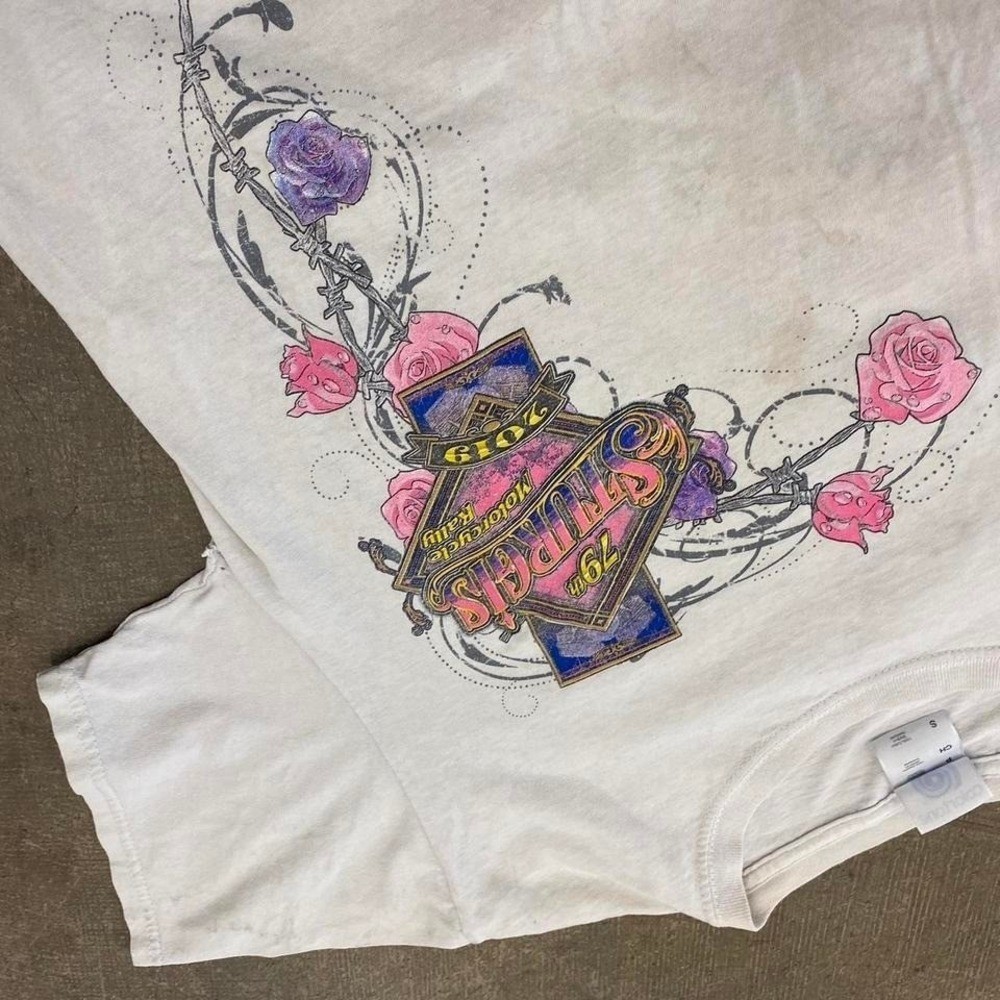 Vintage Y2K Womens Sturgis Floral Flowers Motorcycle Biker T-Shirt Size Small