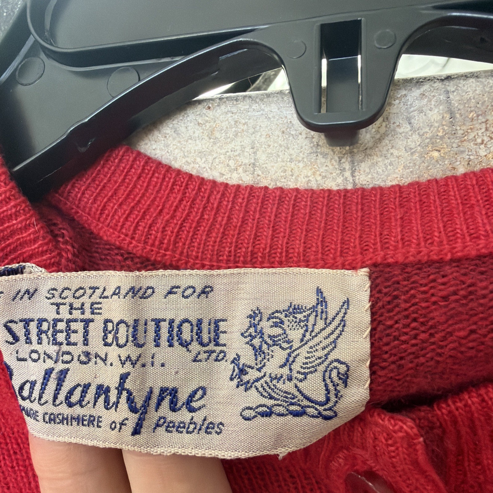 Vintage 1950s Ballantyne Scotland 100% Cashmere Cardigan Sweater Bond Street Red