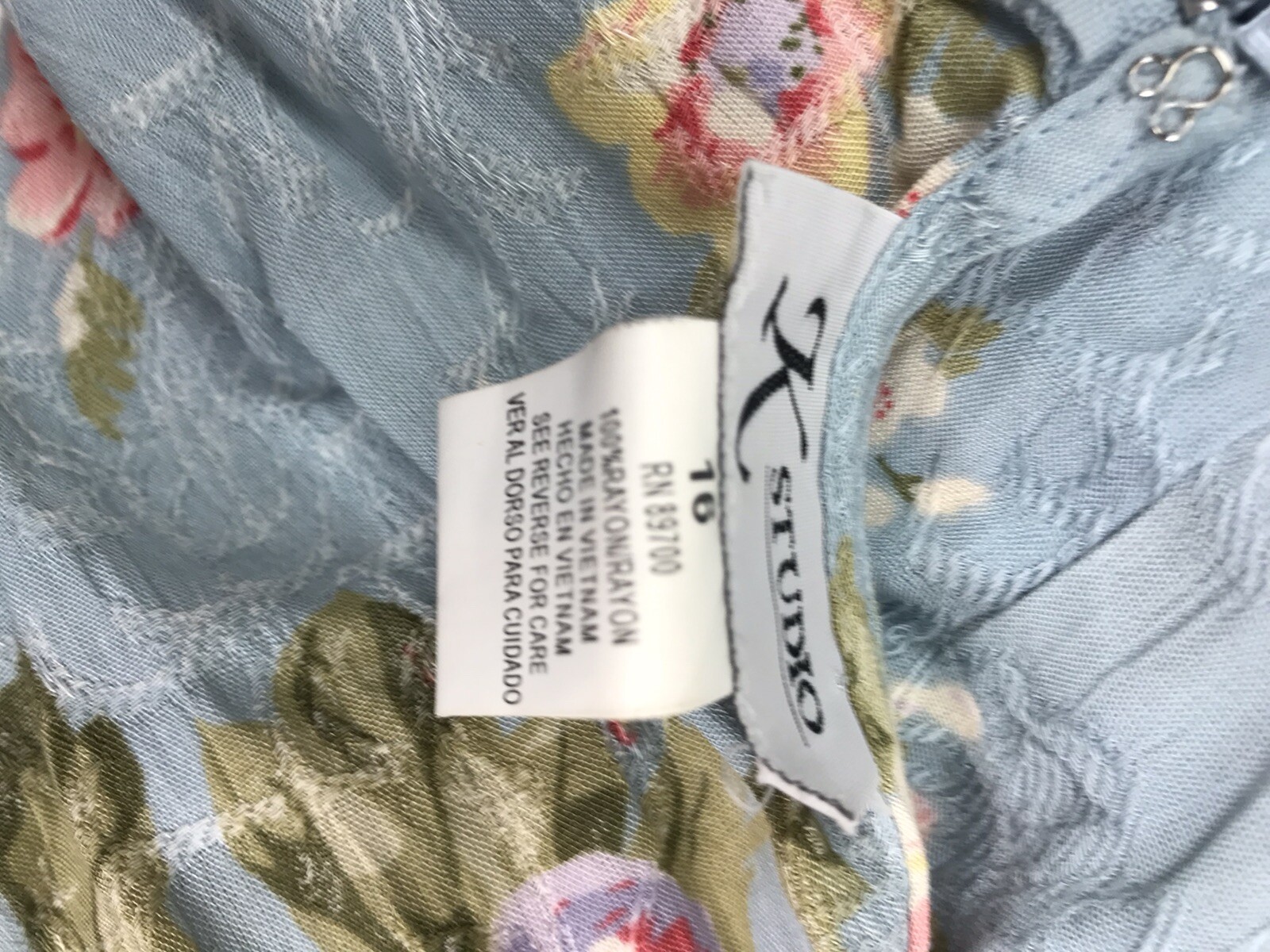 Vintage Dress K. Studio Sz 16 Column Floral Textured Rayon Boho Cottagecore