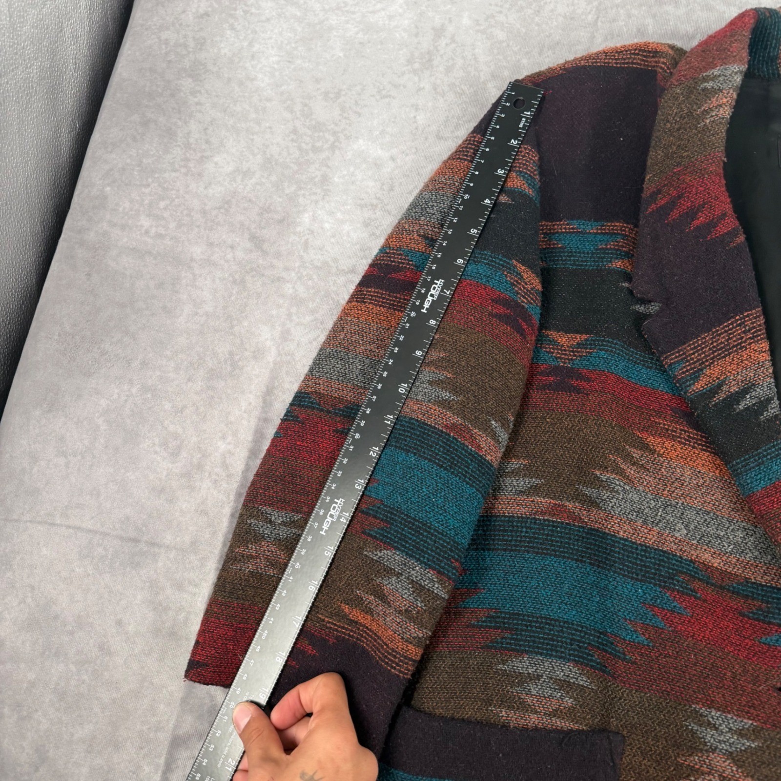 Vintage Wrapper USA Southwestern Aztec Blanket Blazer Jacket Multi Color