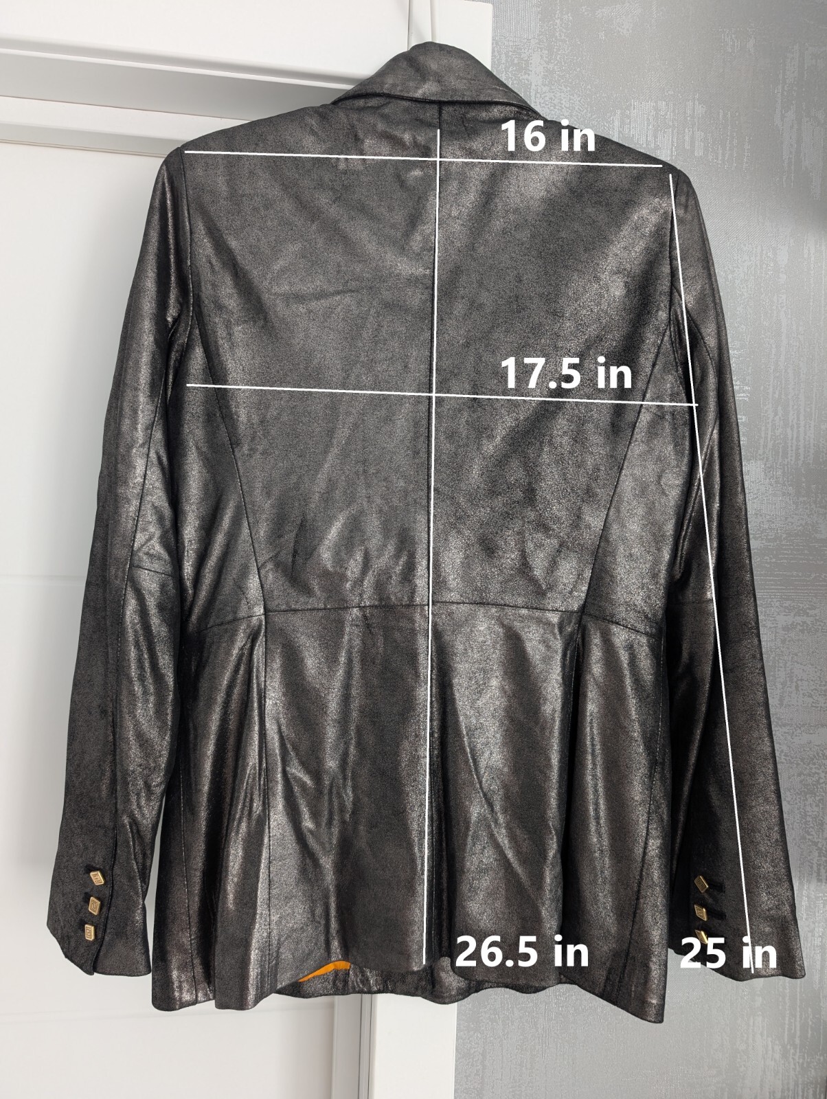 Versace Classic V2 Soft Shiny Leather Jacket Blazer Iridescent Metallic Gray M