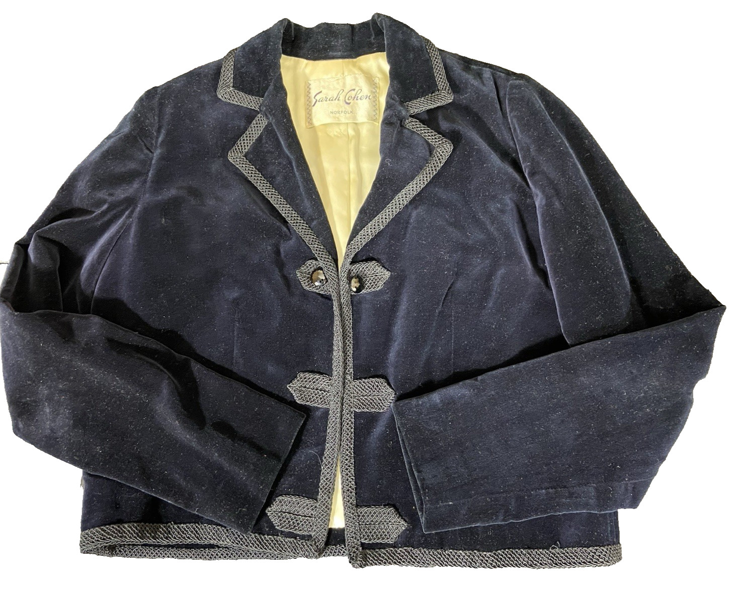 Vintage MCM Sarah Cohen Norfolk, VA Dressy Black Velvet Cropped Jacket~Women’s M