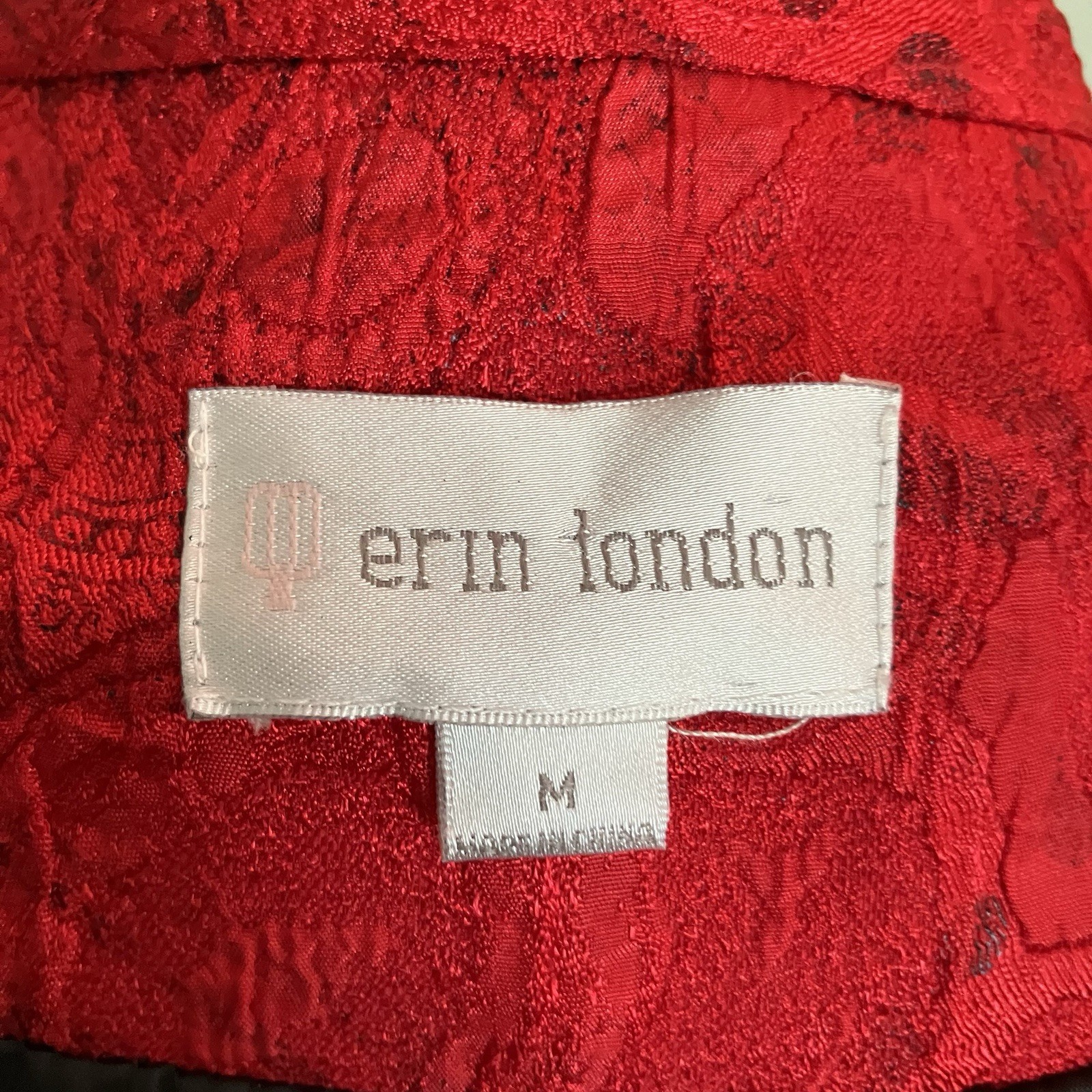 Vtg 80s Erin London Red Jacket Hook & Eye Closure Lightly Padded Shoulders