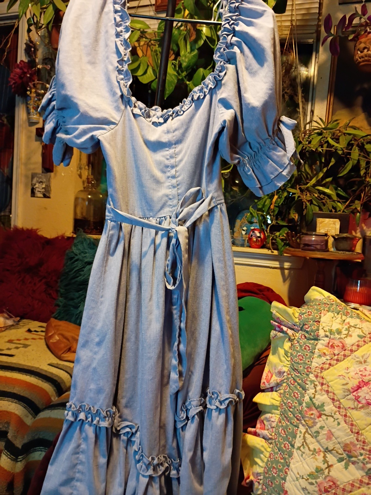Vintage Candi Jones Prairie Dress Light Blue Cottagecore Size 5 (XS/S)