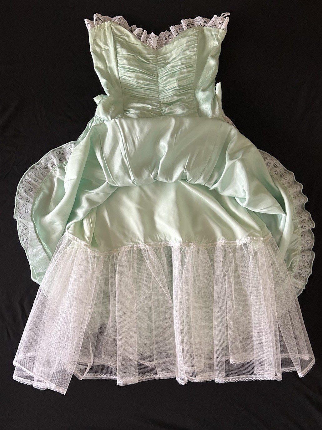Rare Vintage Gunne Sax by Jessica McClintock Satin Lace Dress & Bonnet Size 11