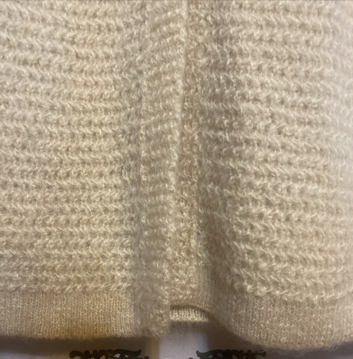 Vintage 60s_Ivory Long Mohair Wool High-Neck Capelet Collar Knit Coat, Sz S