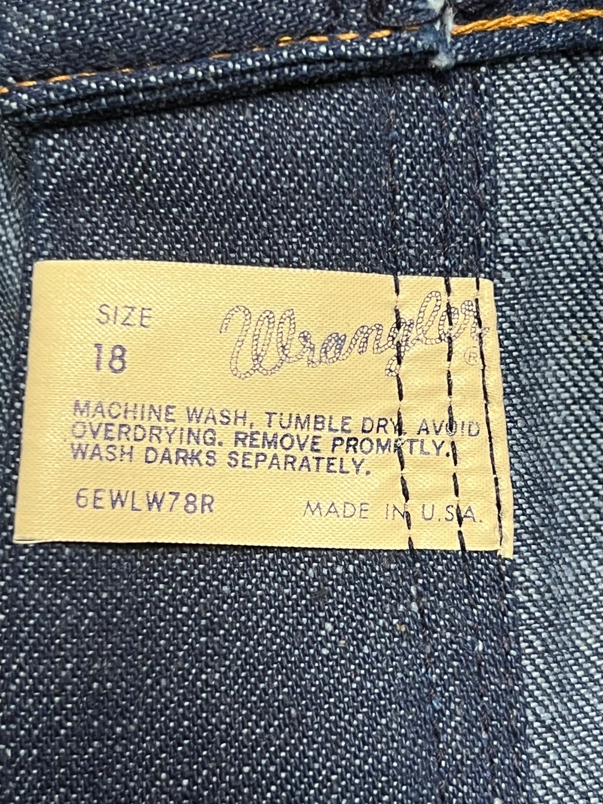 NOS VTG 70s Jr Miss WRANGLER JEANS Bell Bottoms Sz 18 XL HIGH WAIST DENIM Pants