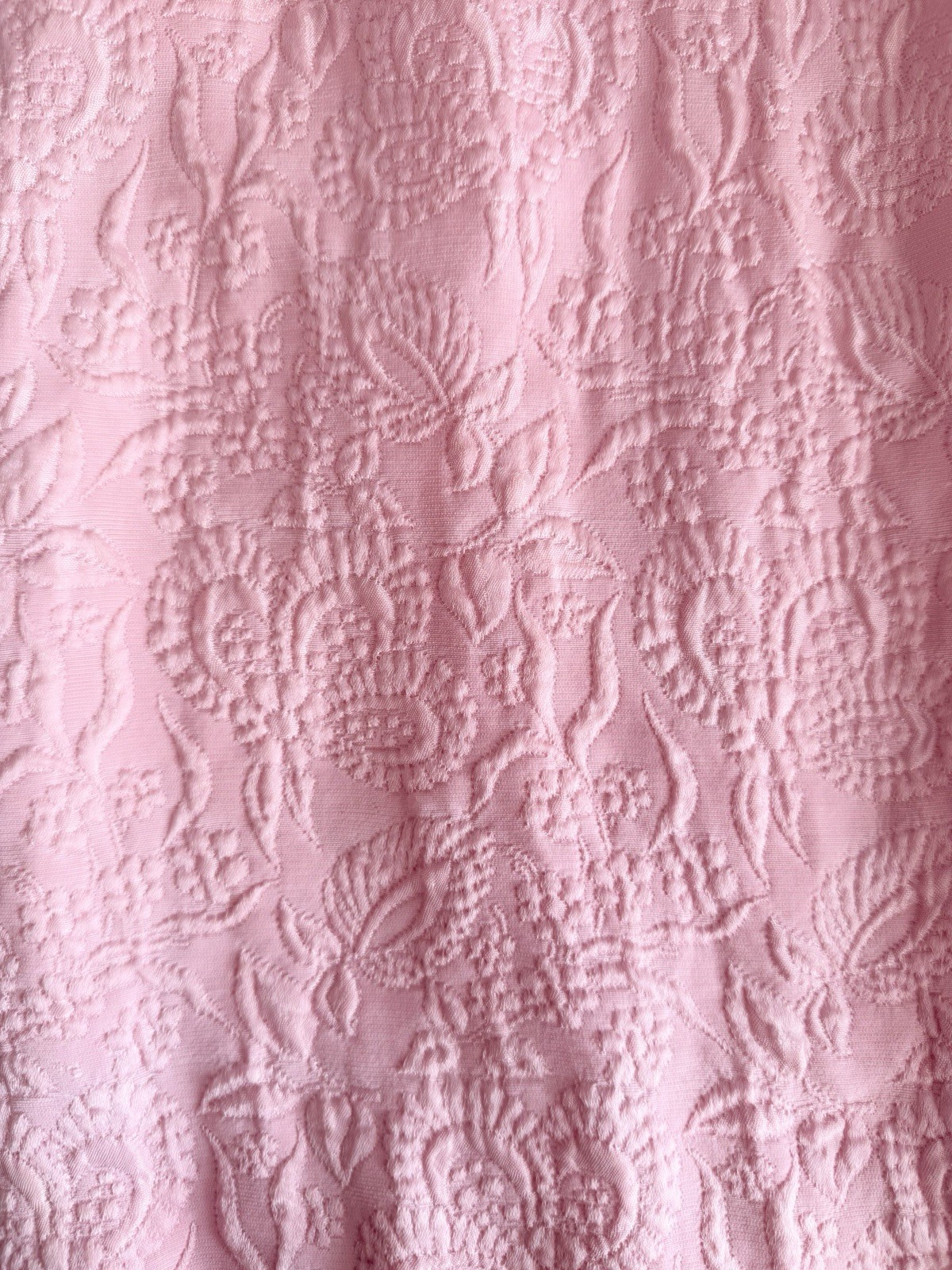 Vintage 60’s Floral Matelassé Swing Coat MCM Textured Mod Lined Bubblegum Pink
