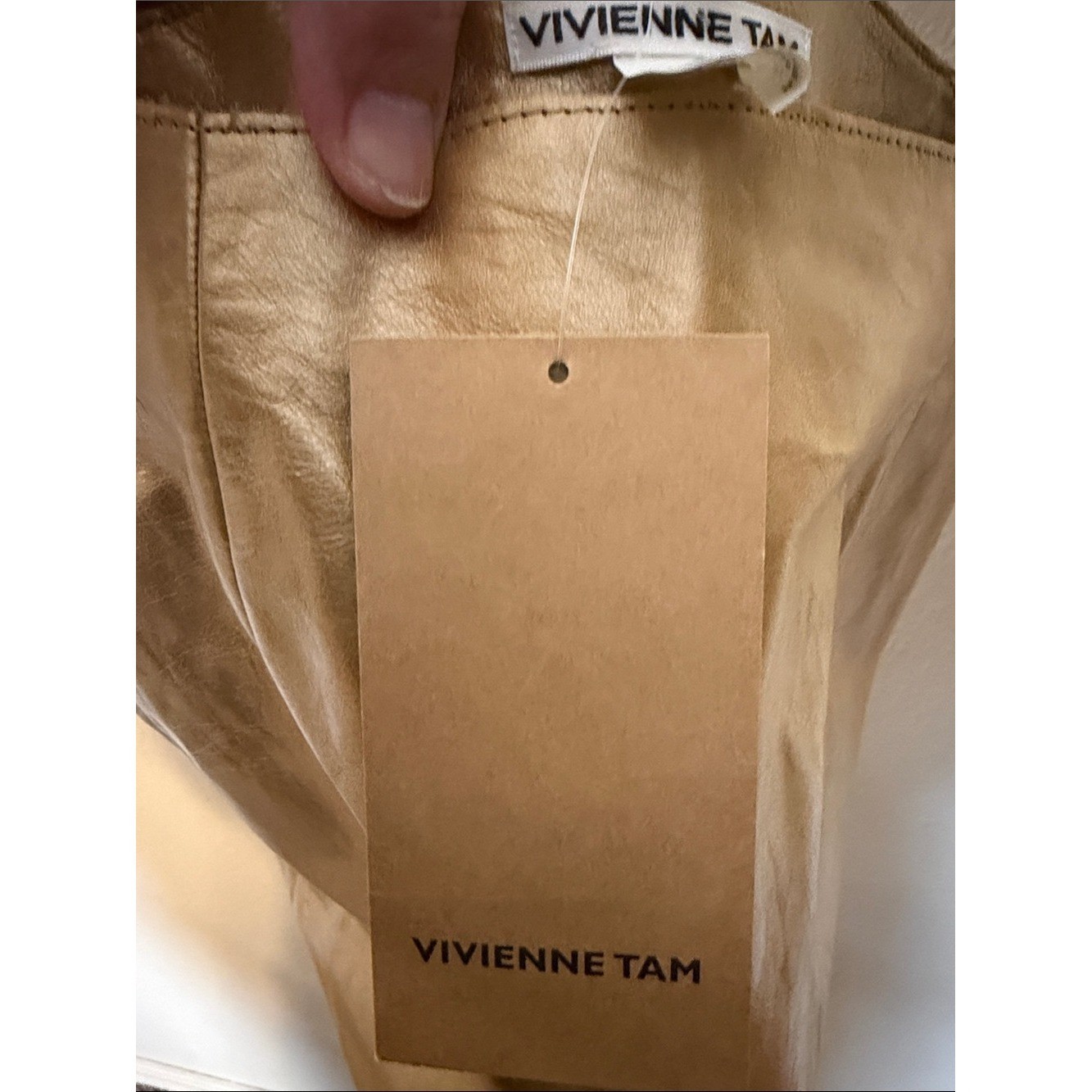 Vivienne Tam Fall 2000 gold leather skirt Size 1 Size Small NWT