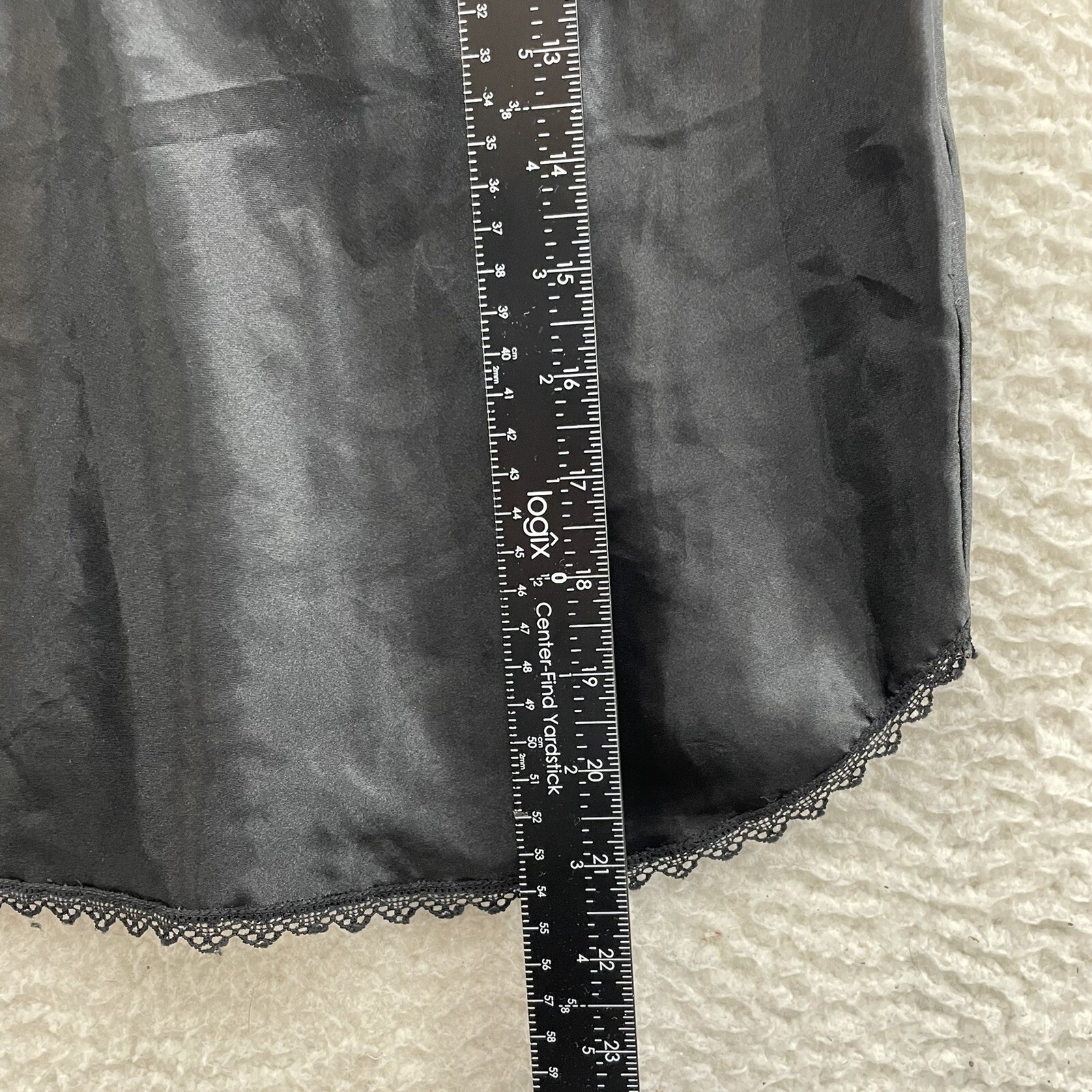 90s Vintage Camisole Top Large Black Satin Embroidered Lingerie
