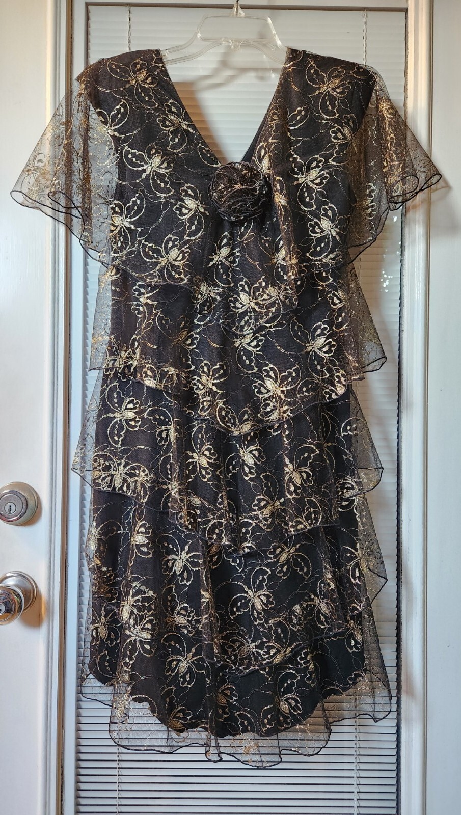 VINTAGE HOLLY HARP 80’S LACE TIERED DRESS M