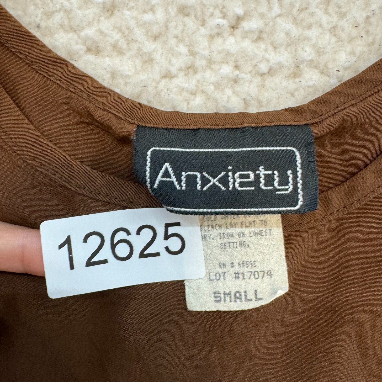 90s Vintage Blouse Layering Top S Small M Medium Brown Sleeveless Round Neck