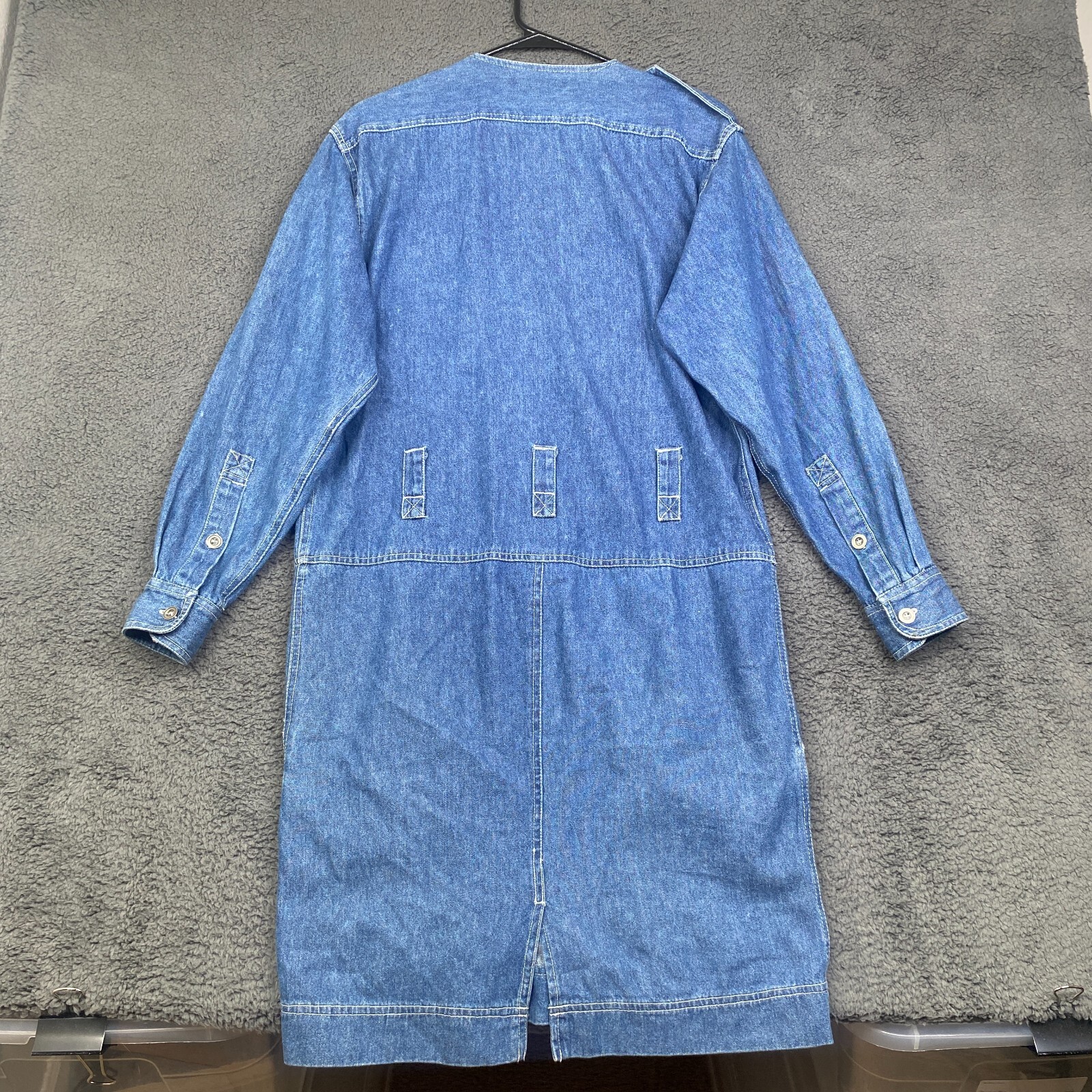 Vintage 90’s FADS Medium Wash Denim Mom Button Up Denim Dress Size 6 Cottagecore