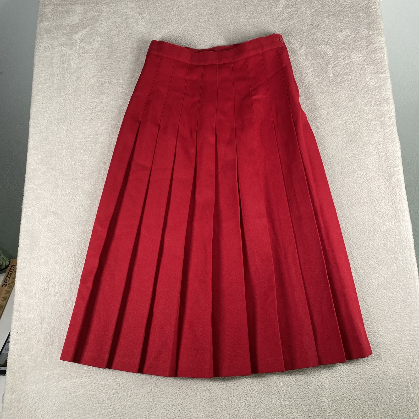 Vintage Take 1 Pleated A-Line Midi Skirt Women’s 12 Red School Office