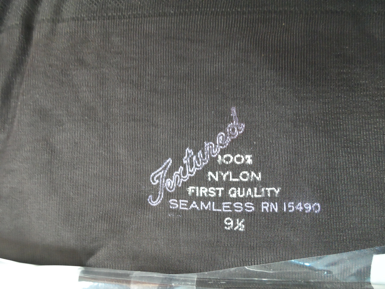 1 PR NOS VINTAGE Black Mist Textured STOCKINGS 9 1/2 30″ Long