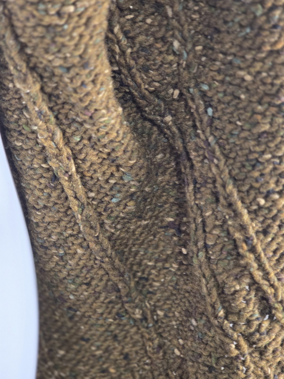 Vintage Women’s Perry Ellis Handknit Wool Belted Cardigan Olive Brown Size S