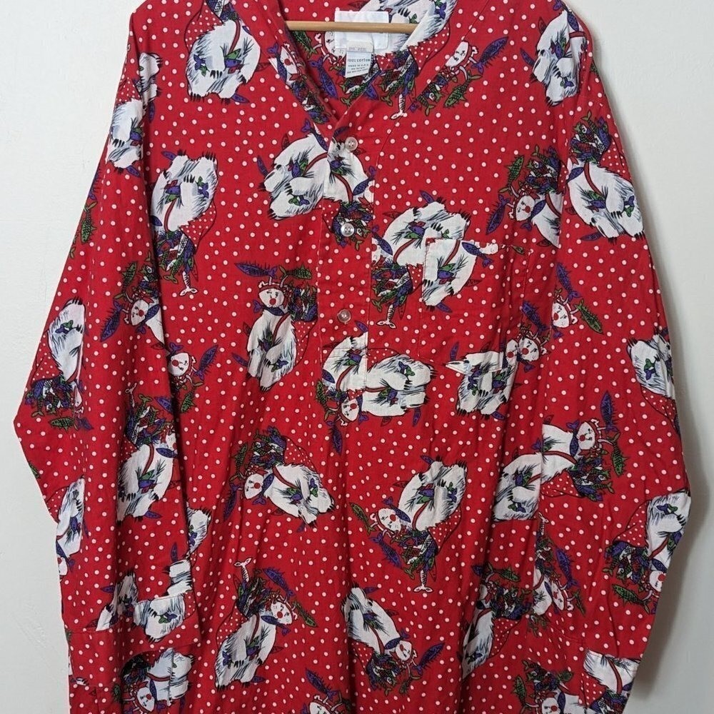 Vintage Charles Goodnight LL Bean Christmas Polar Bear Fish Nightgown PJ Shirt