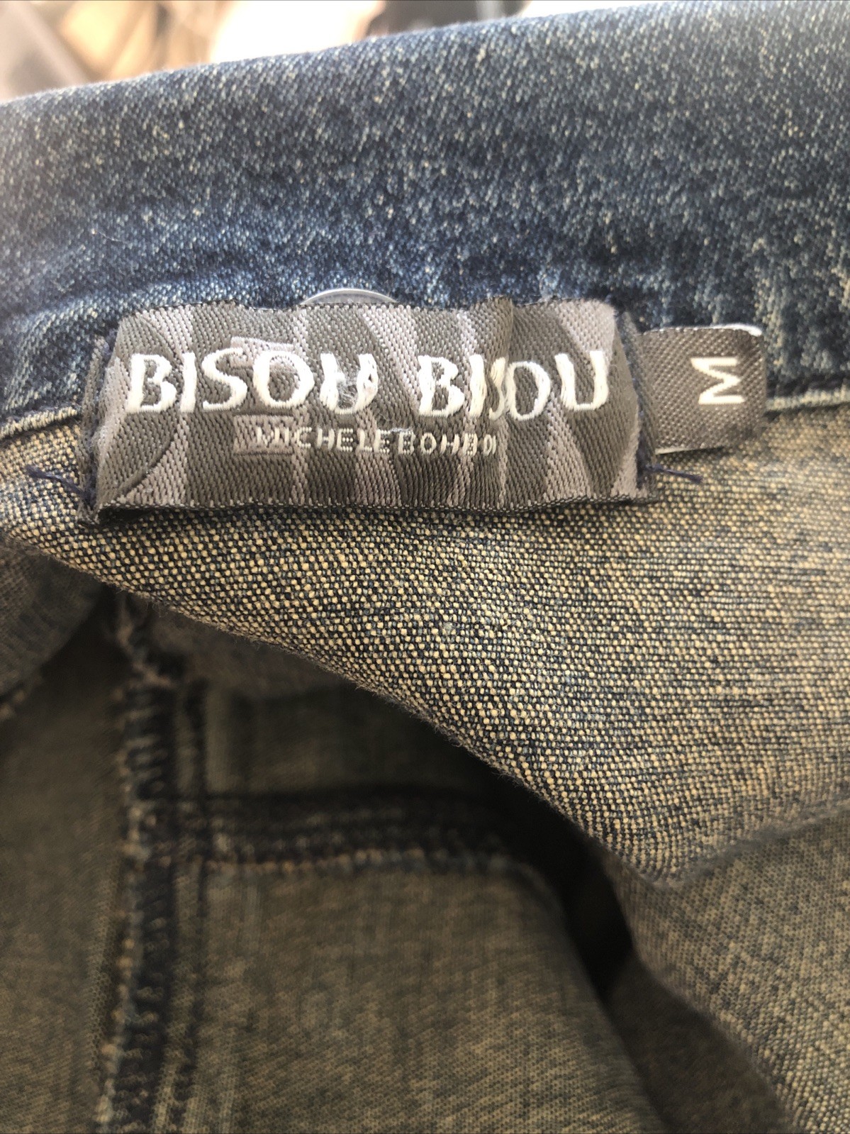 Vtg Bisou Bisou Y2K Maxi denim Jacket Coat dress duster sz Med 90s grunge