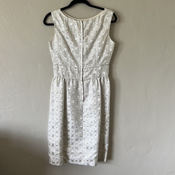 Vintage 1960’s Elinor Gay Lamé Silver / White Dress