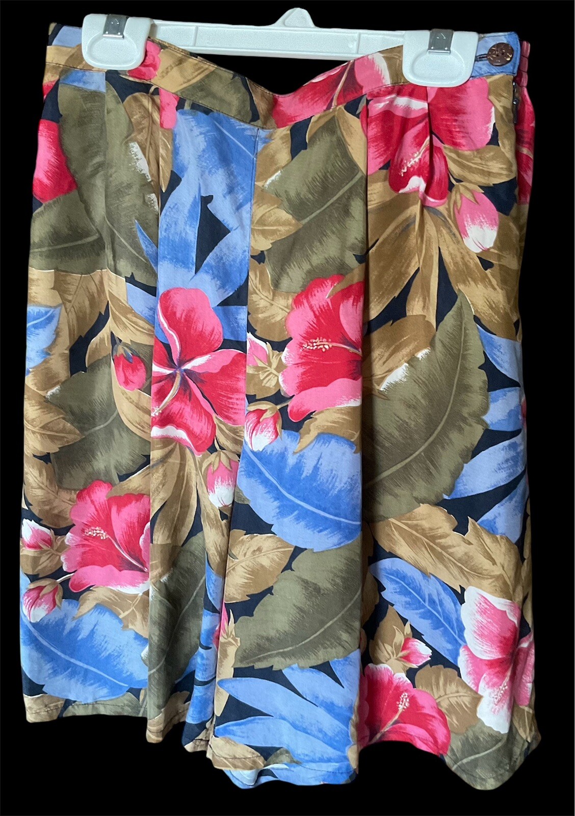 Women’s VTG 80’s Culottes Skort 100% Silk Tropical Size S