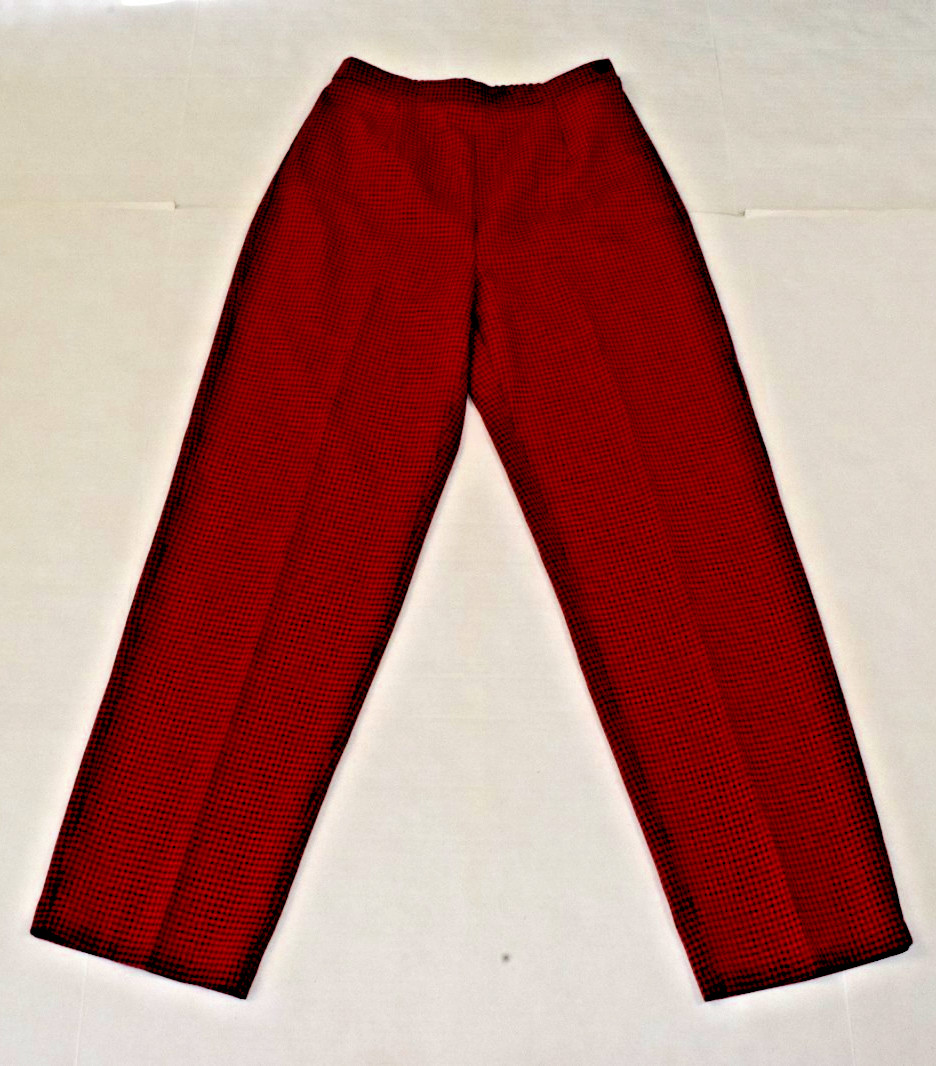 Vintage Suit Set First Option Size 6 80s Red Black Gingham Plaid Poly Made USA