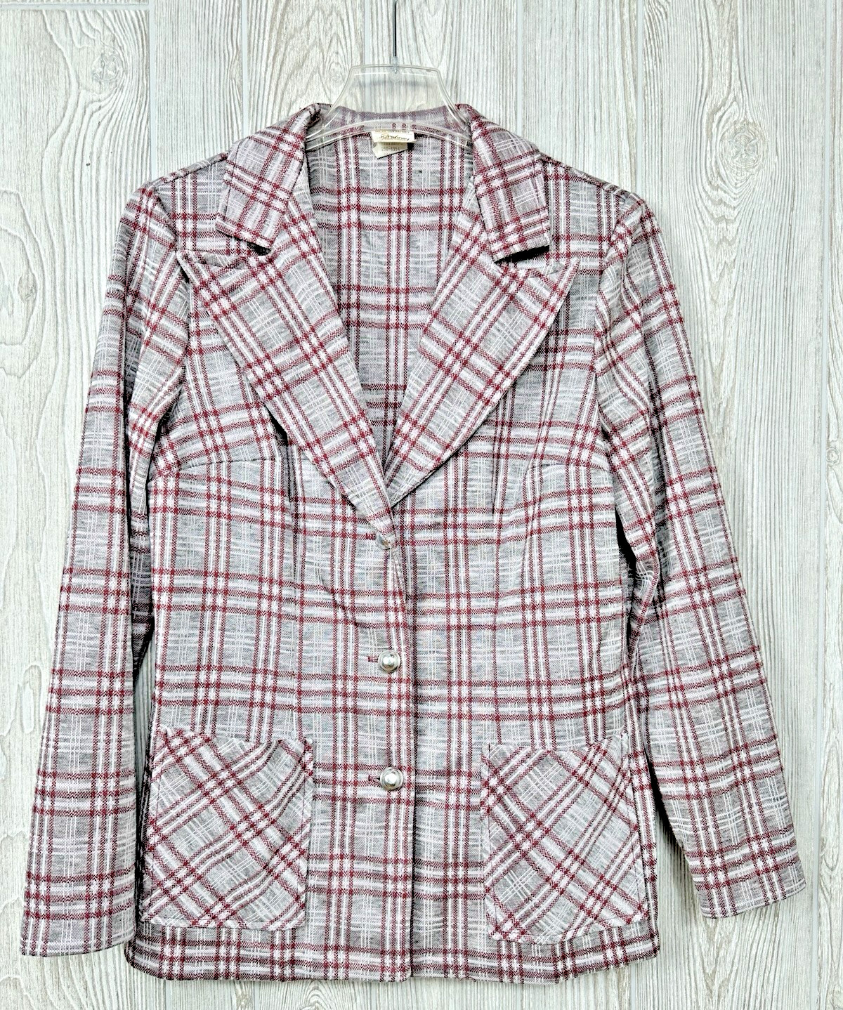 JC Penney Fashions Women’s Polyester Blazer Size 14 Plaid Vintage Retro Pockets